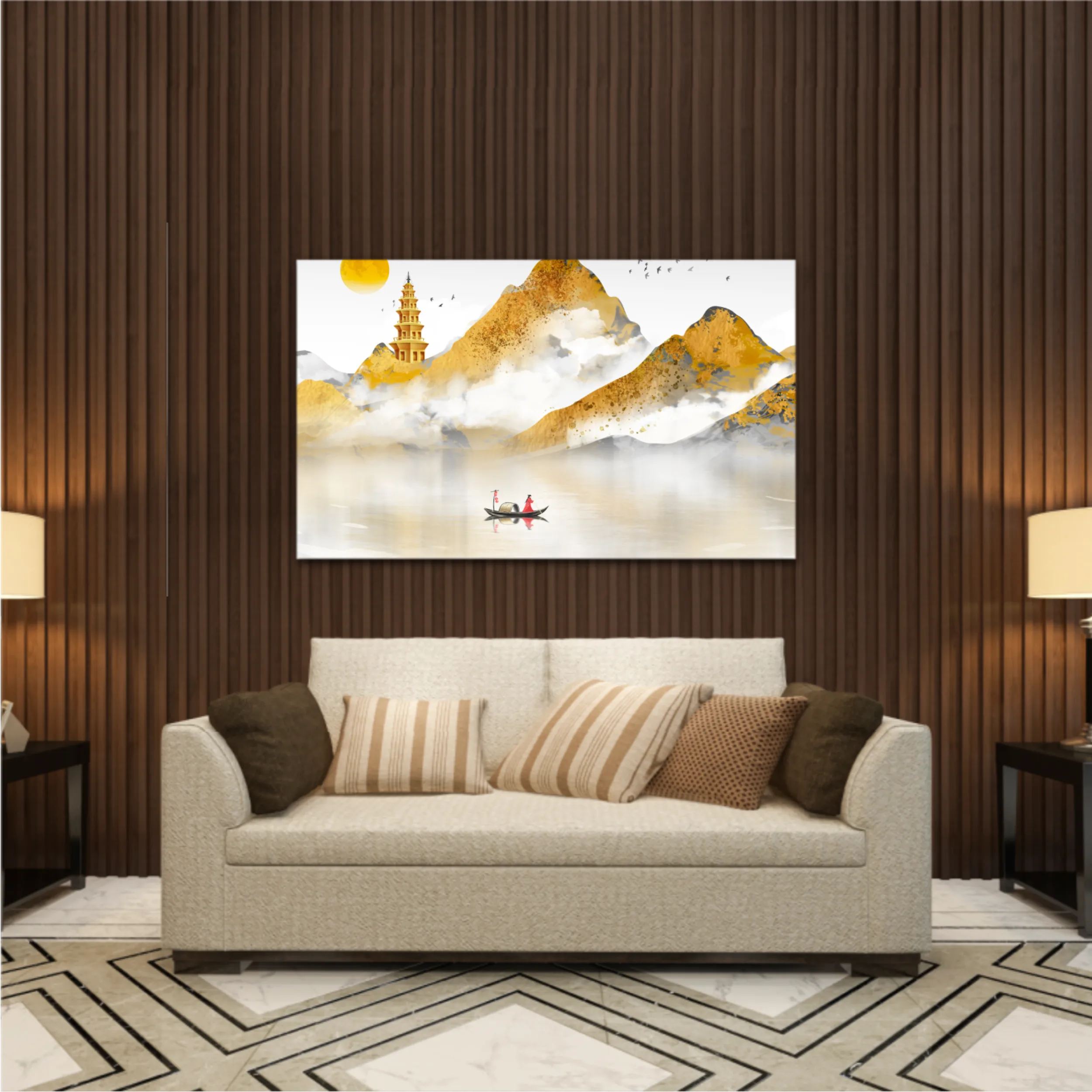 Chinese style golden landscape painting