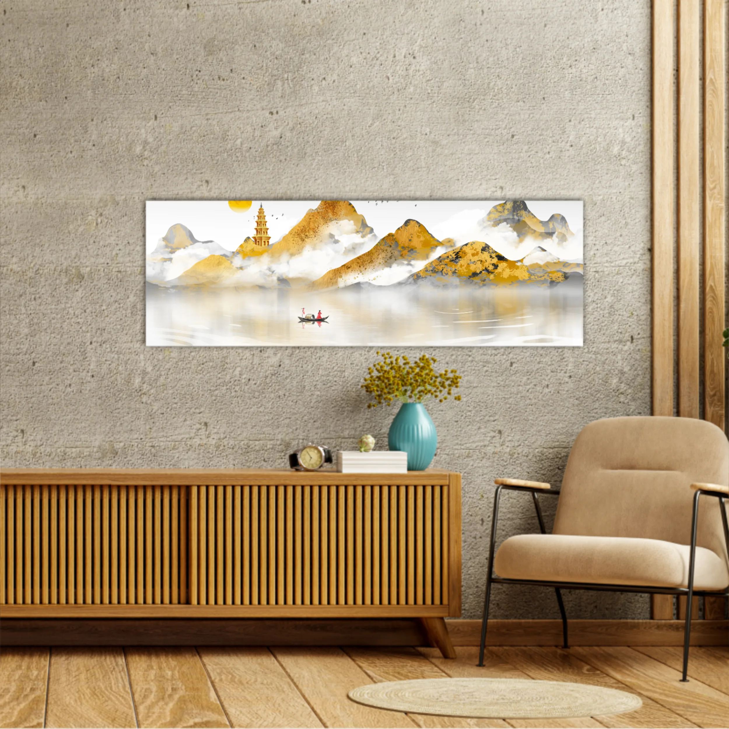 Chinese style golden landscape painting