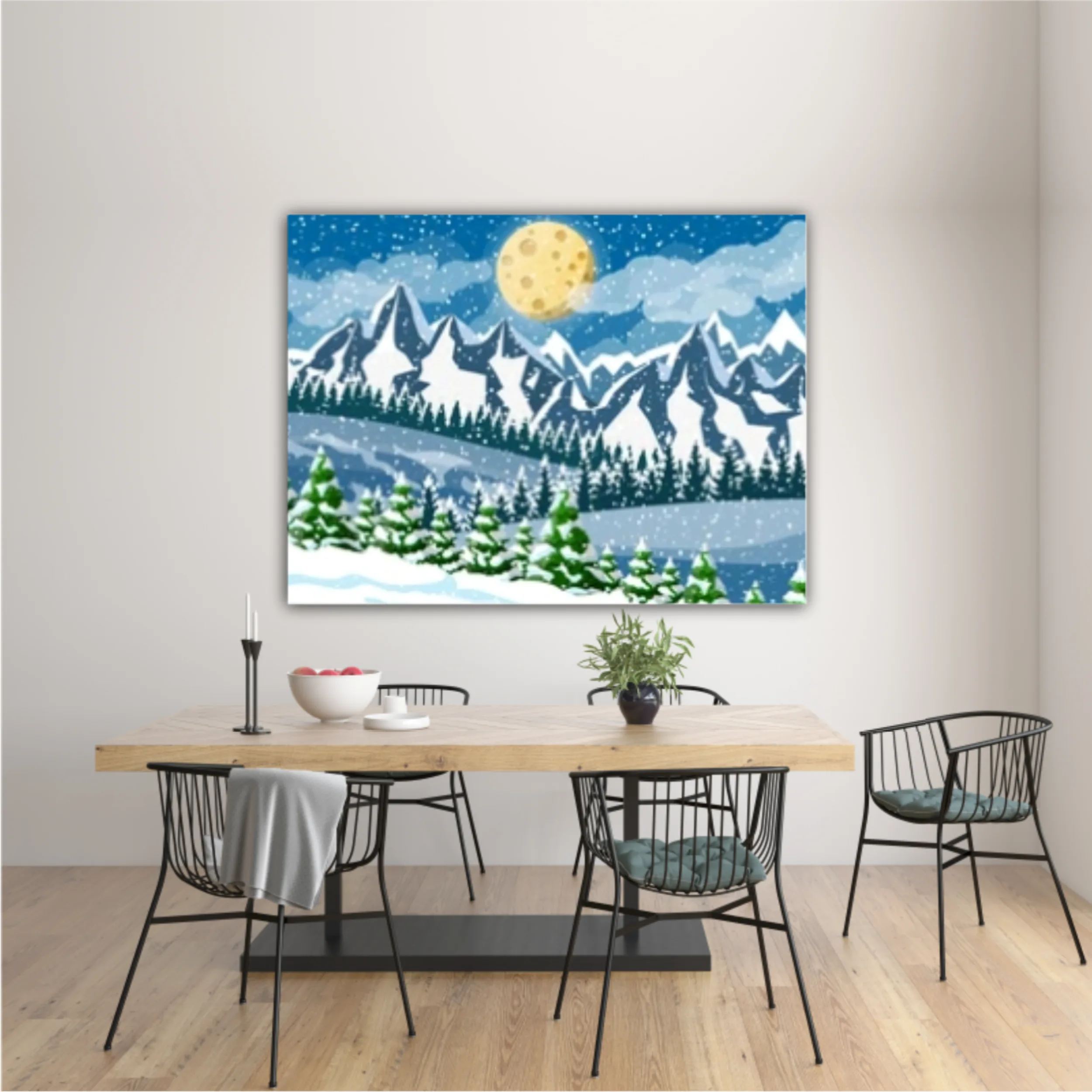 Pine tree wood and snow. Winter landscape with fir trees forest, mountain and snowing. Happy new year celebration. New year xmas holiday. illustration flat style