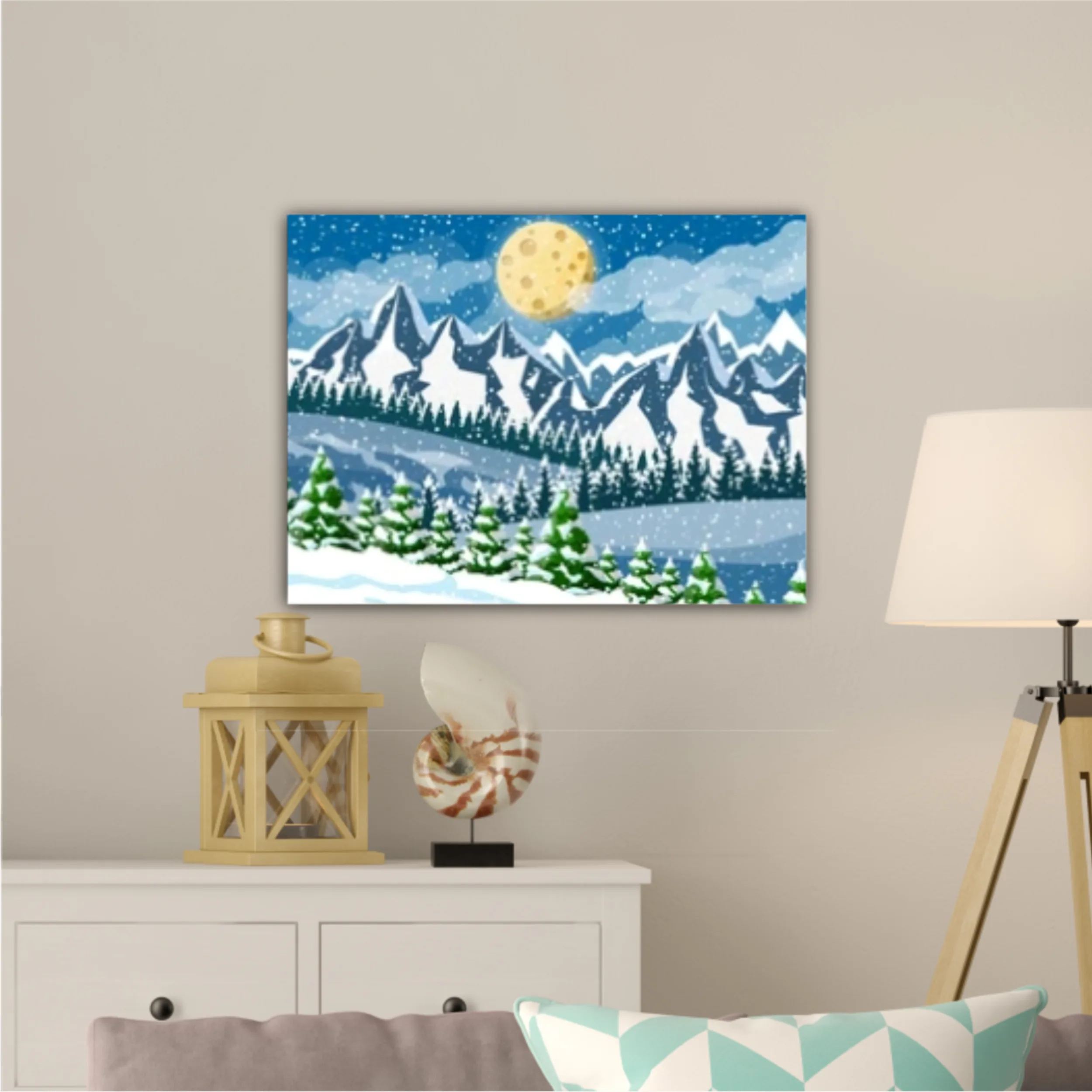 Pine tree wood and snow. Winter landscape with fir trees forest, mountain and snowing. Happy new year celebration. New year xmas holiday. illustration flat style