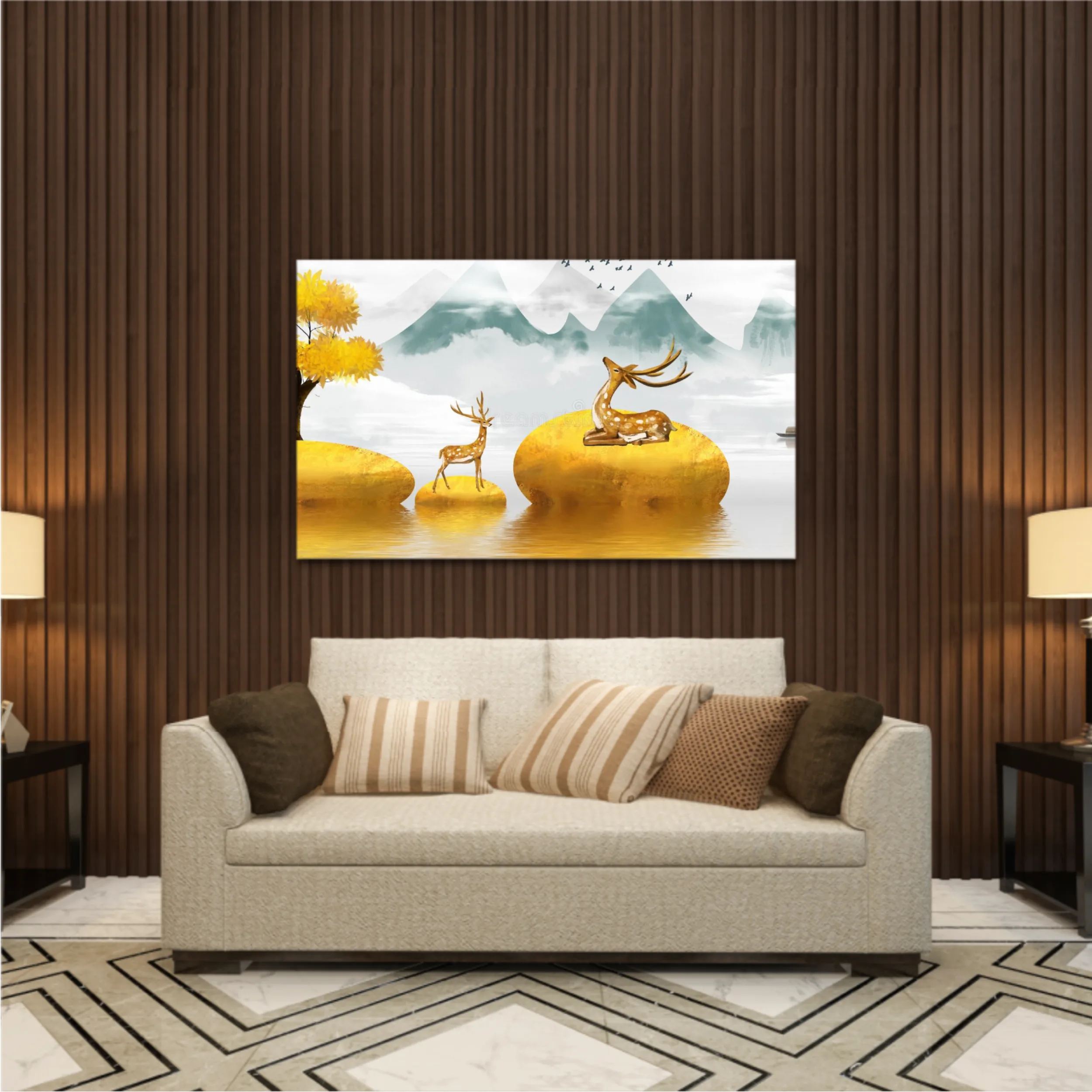 Abstract gilt golden landscape painting