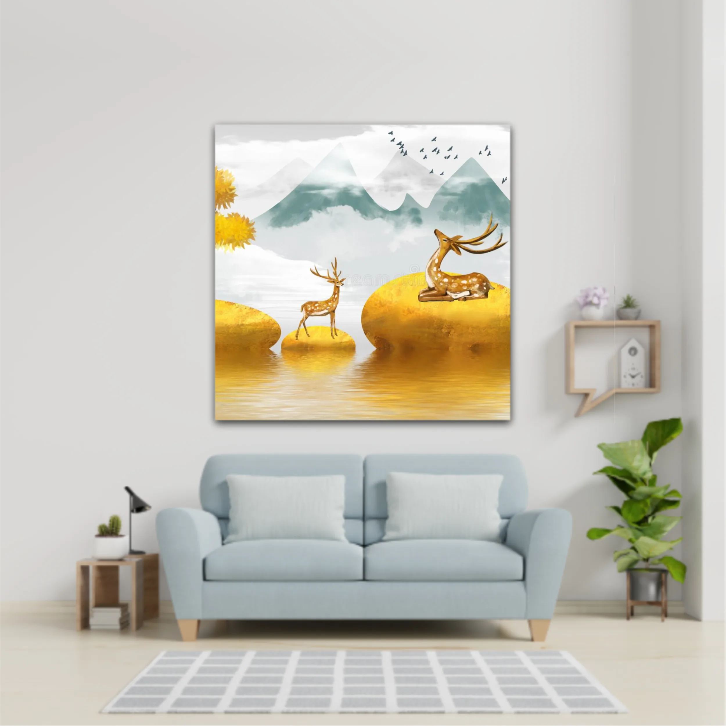 Abstract gilt golden landscape painting