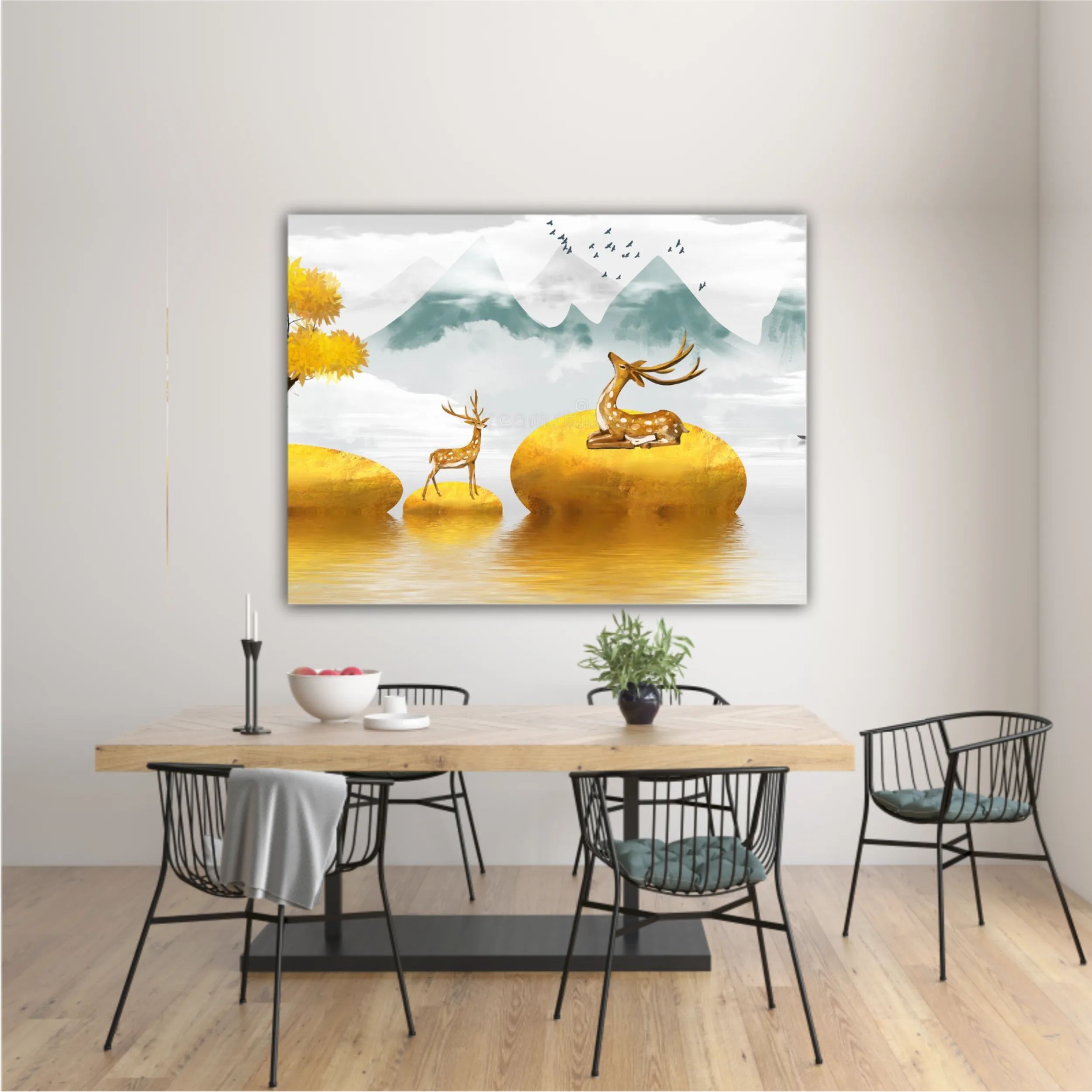 Abstract gilt golden landscape painting