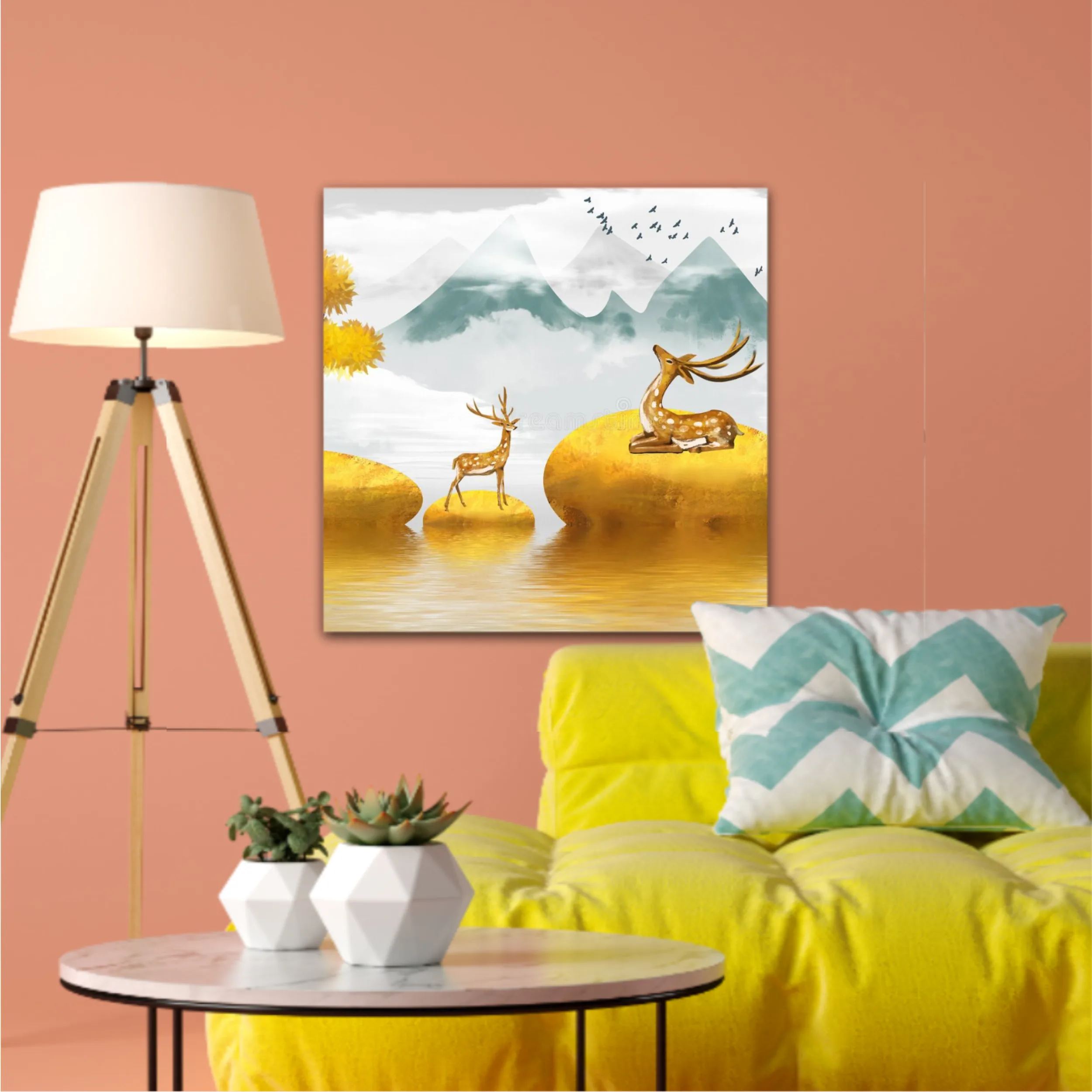 Abstract gilt golden landscape painting