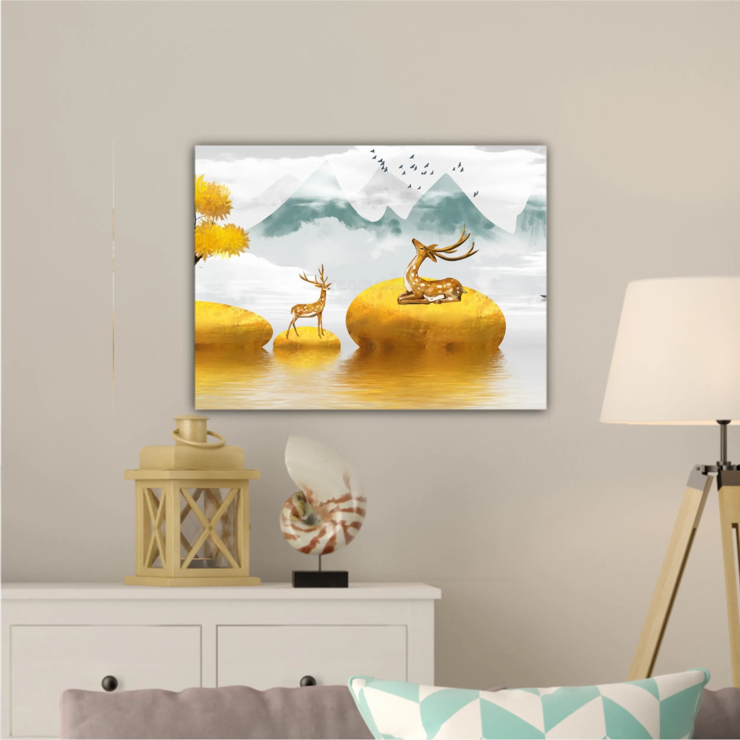 Abstract gilt golden landscape painting