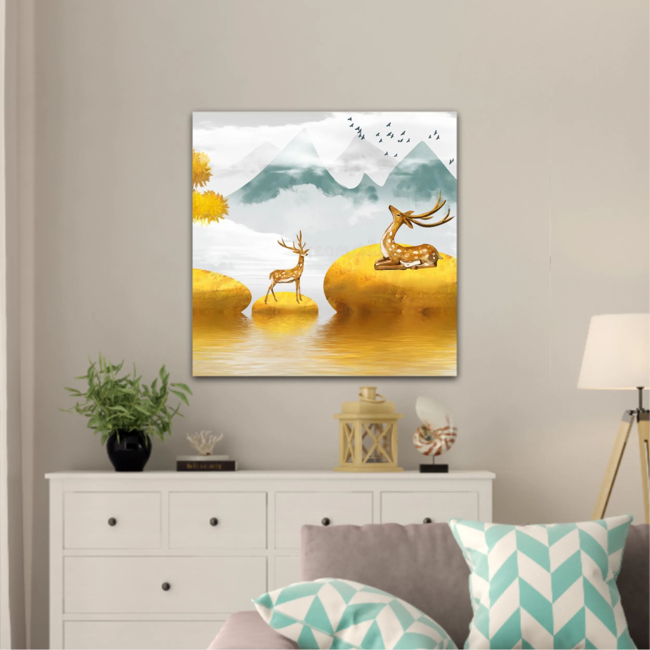 Abstract gilt golden landscape painting