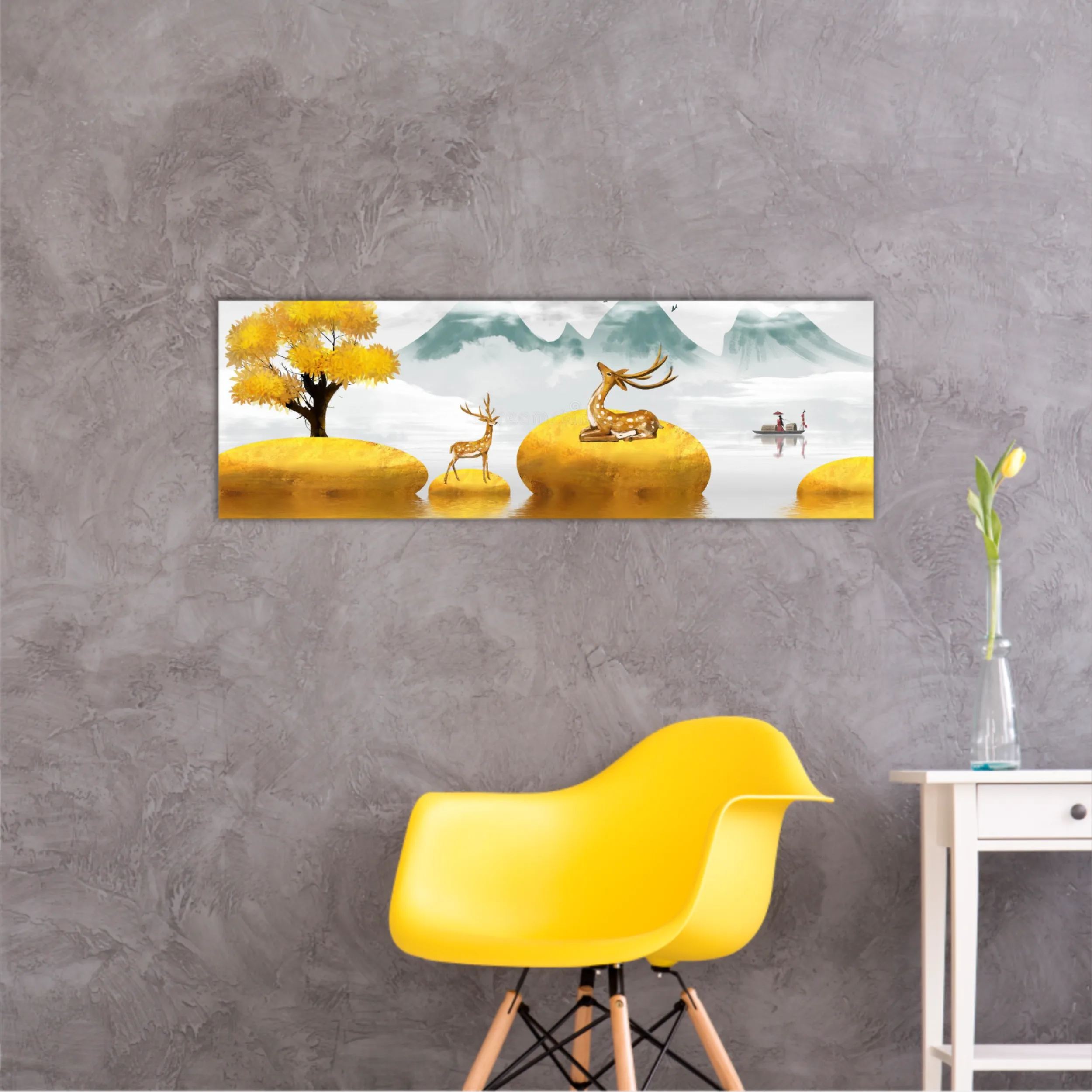 Abstract gilt golden landscape painting