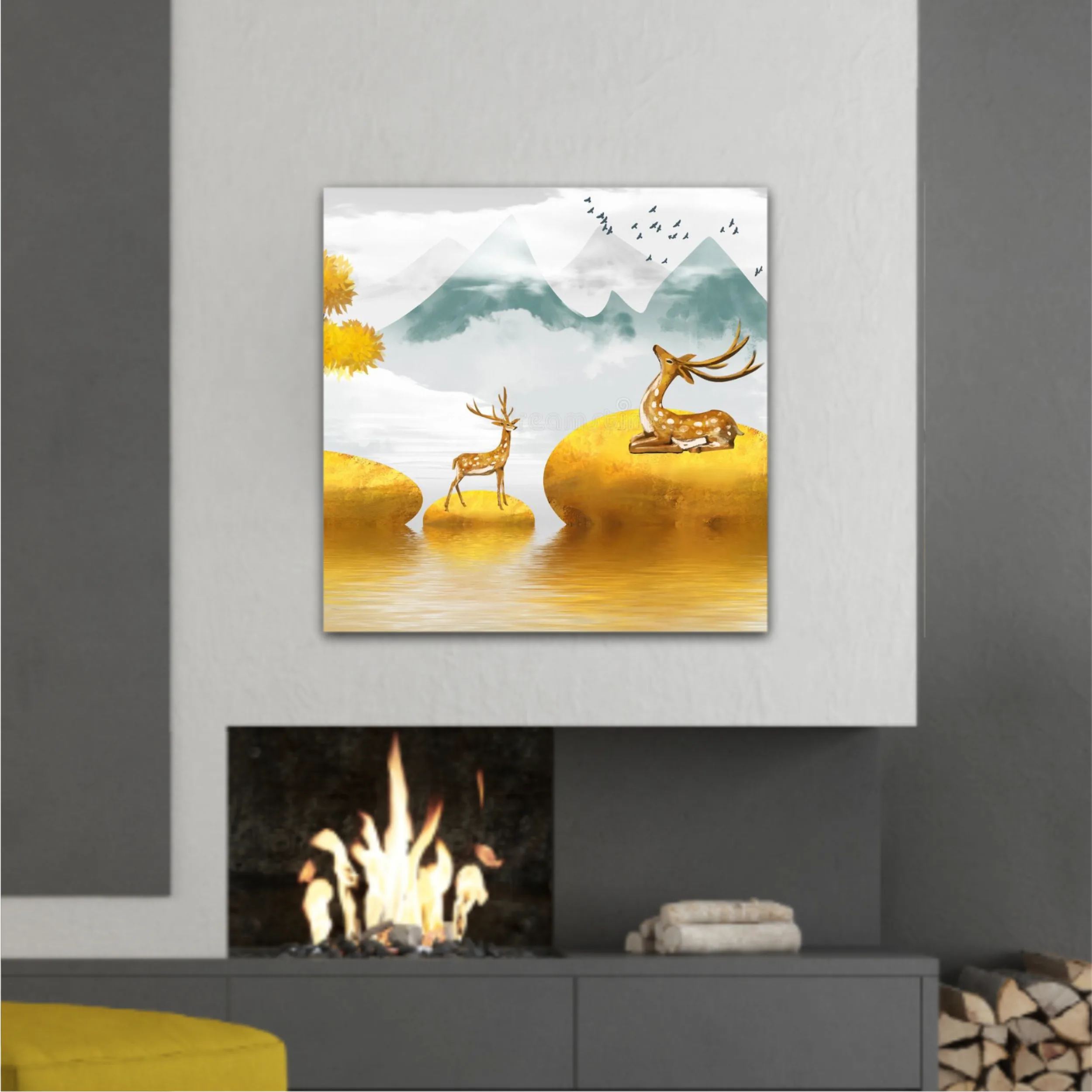 Abstract gilt golden landscape painting