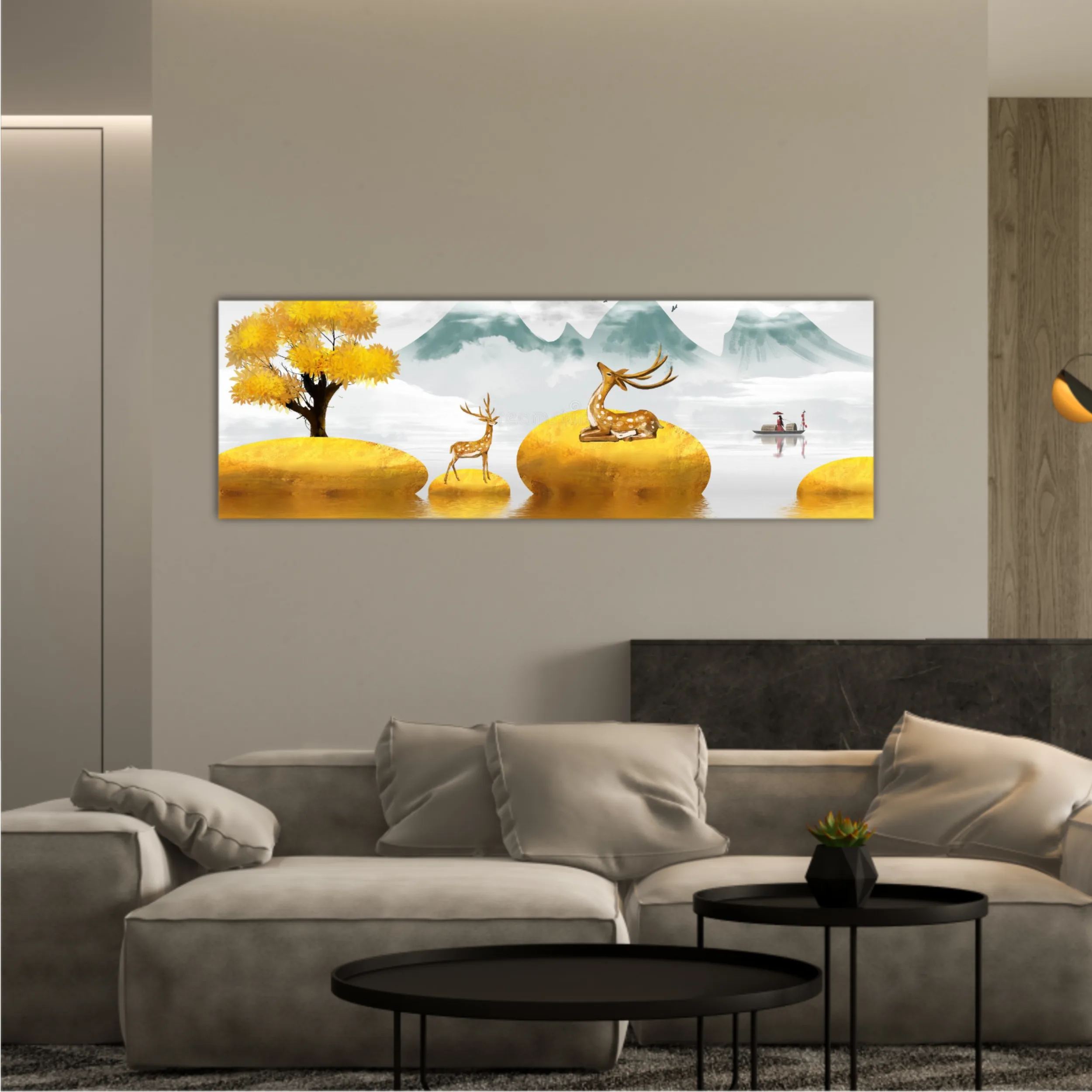 Abstract gilt golden landscape painting