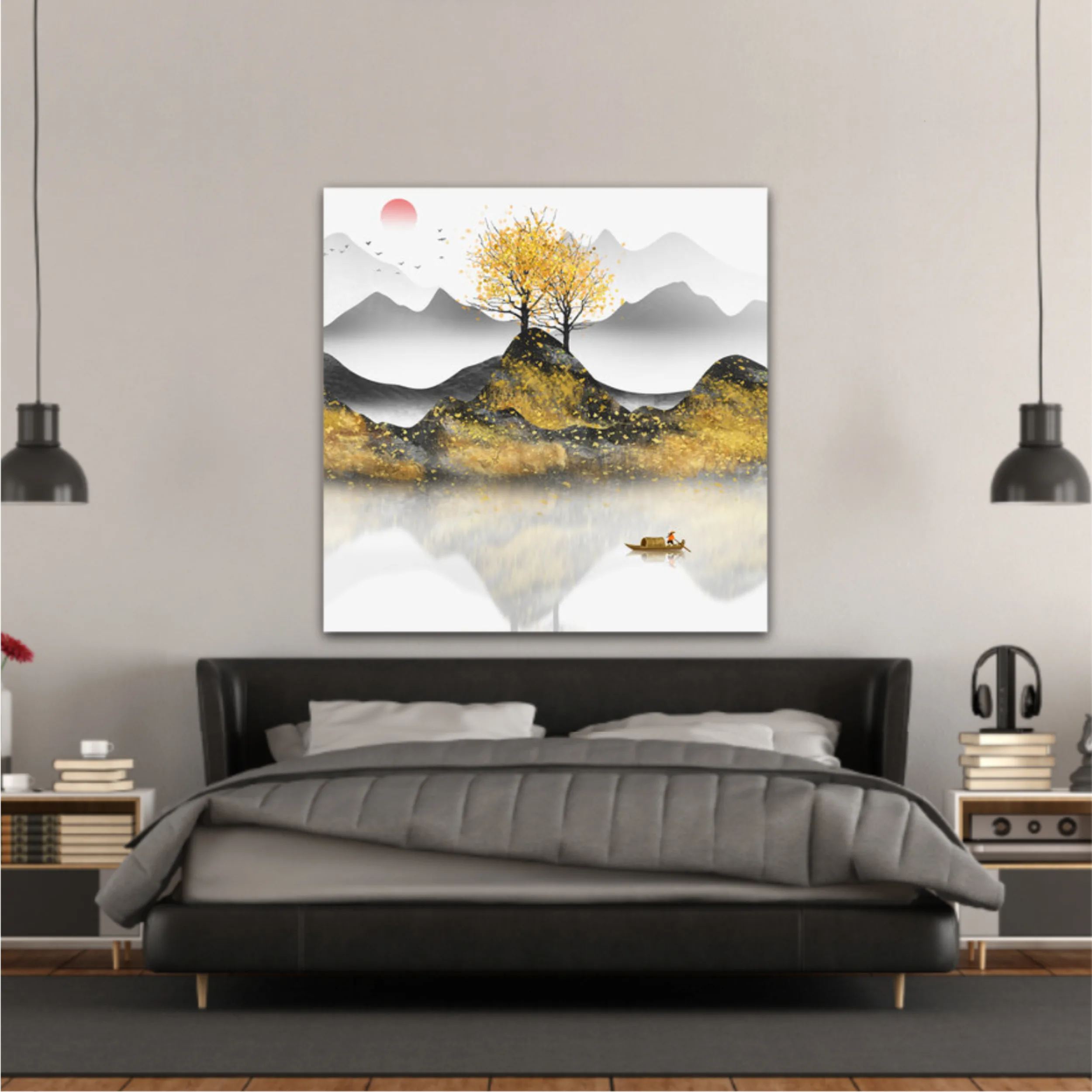 New abstract golden landscape painting