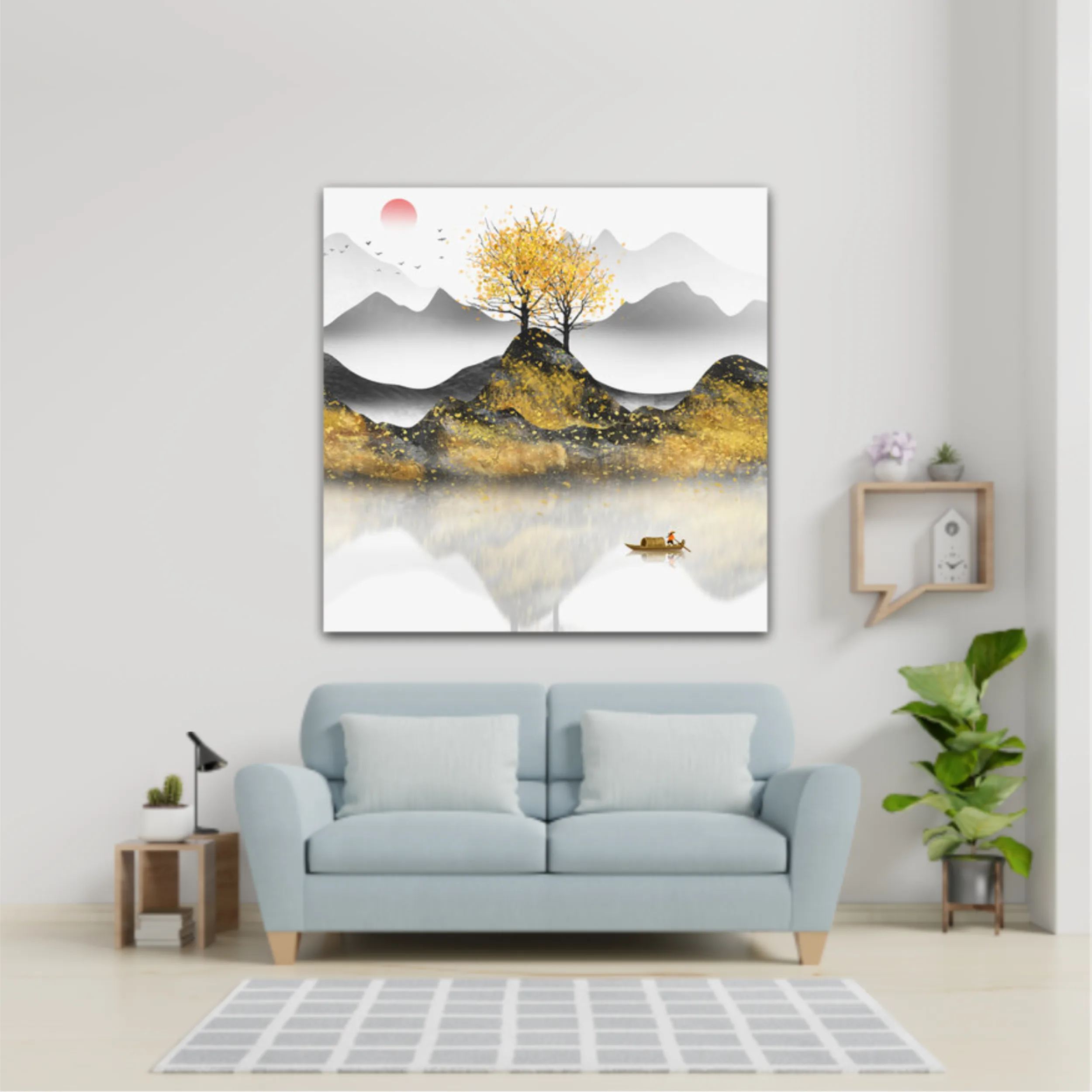 New abstract golden landscape painting