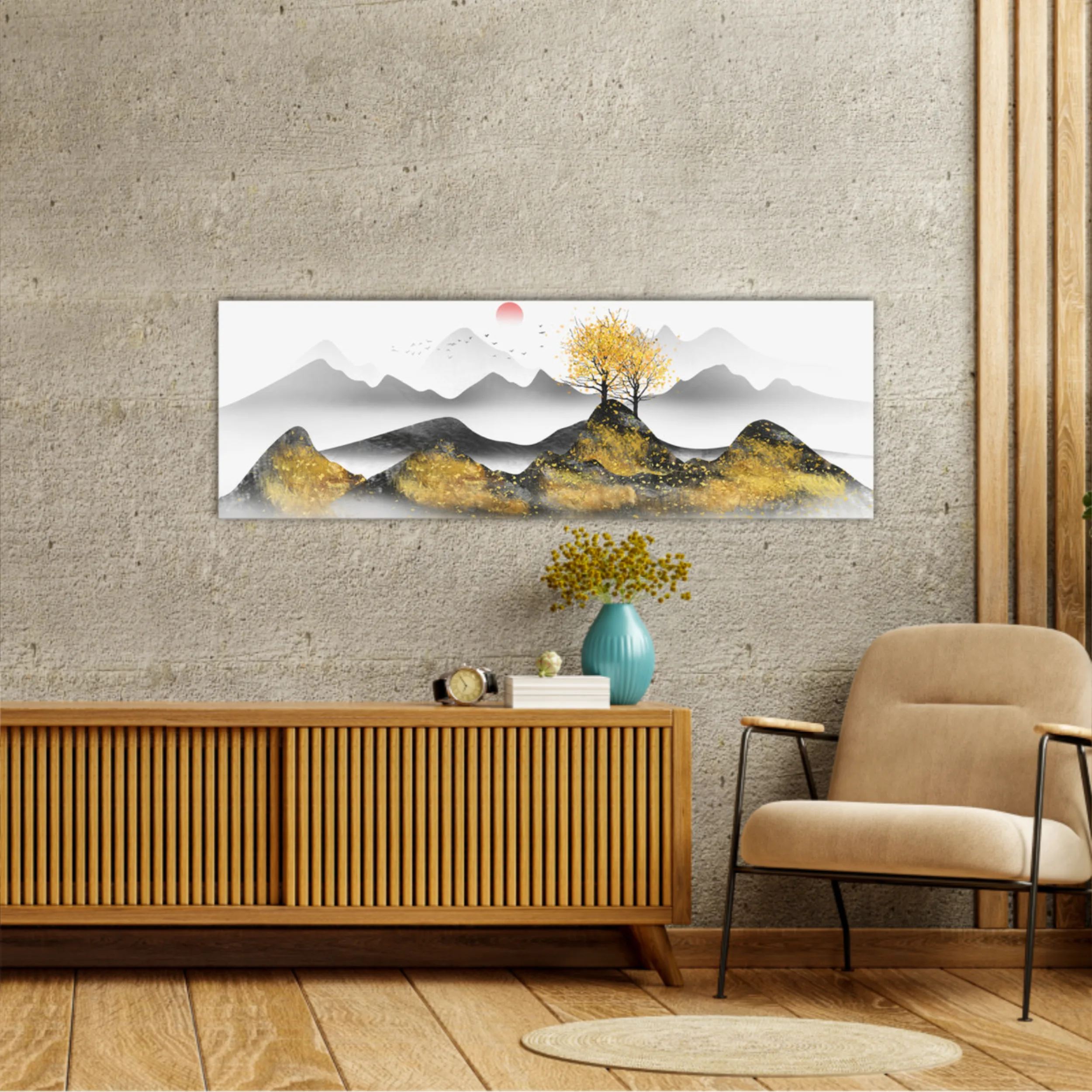 New abstract golden landscape painting