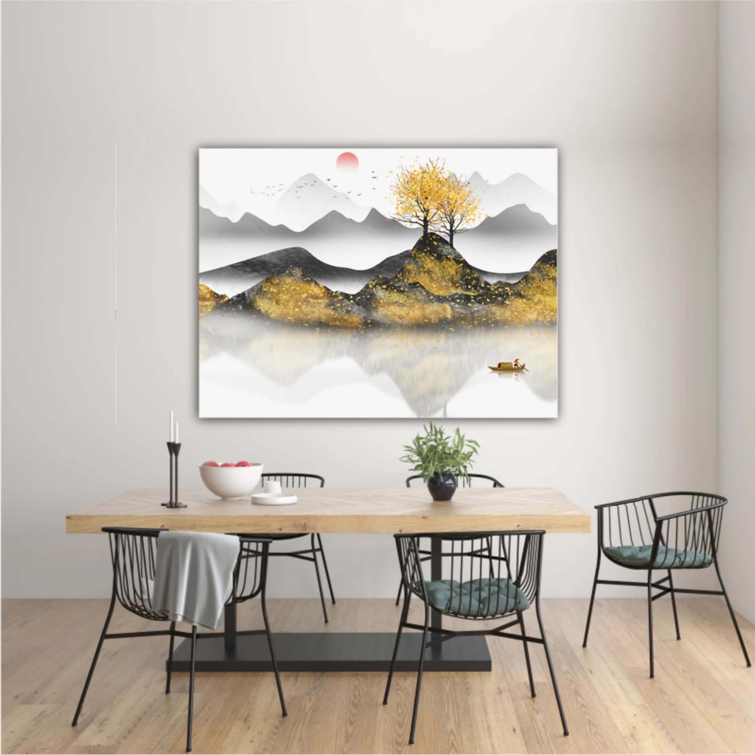 New abstract golden landscape painting