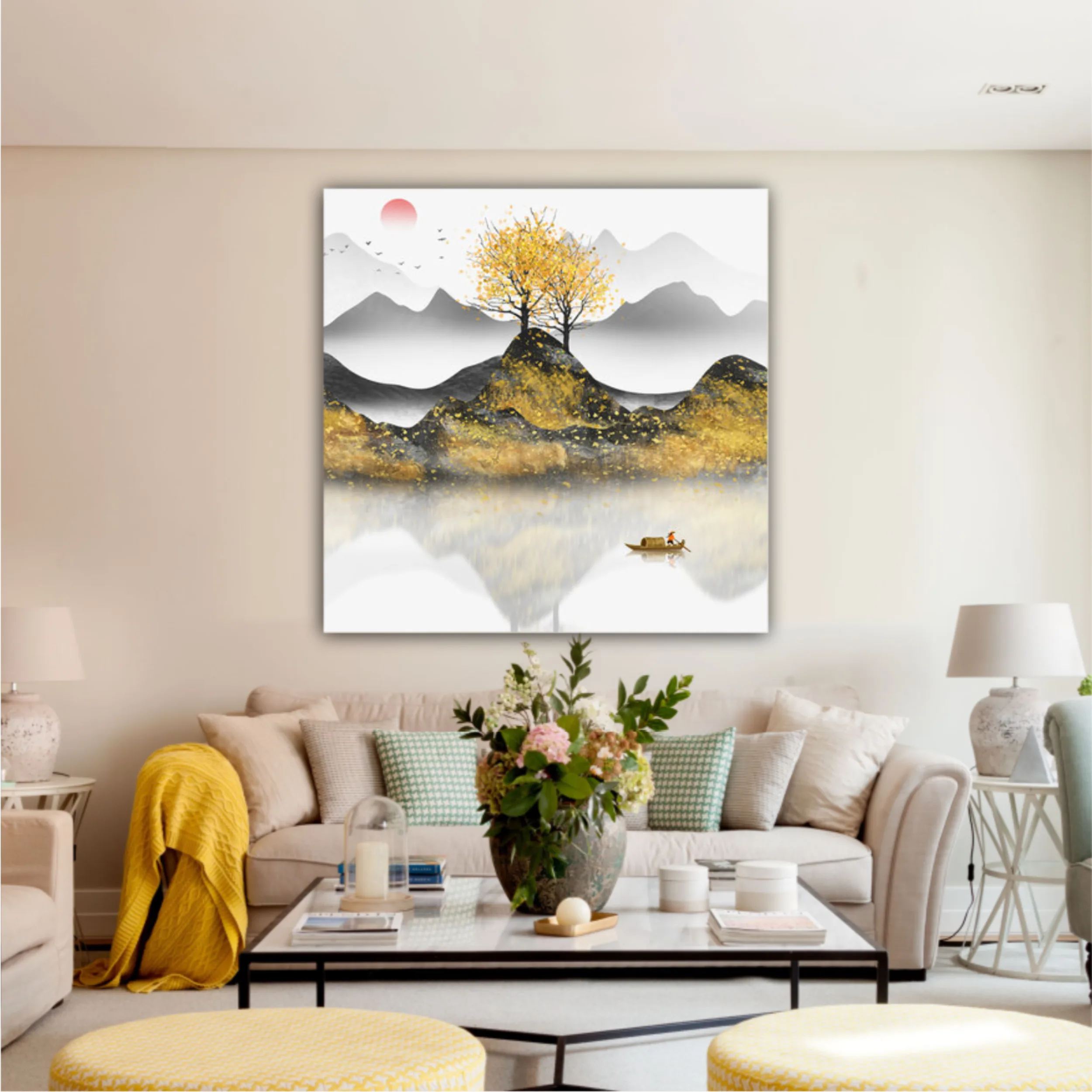 New abstract golden landscape painting