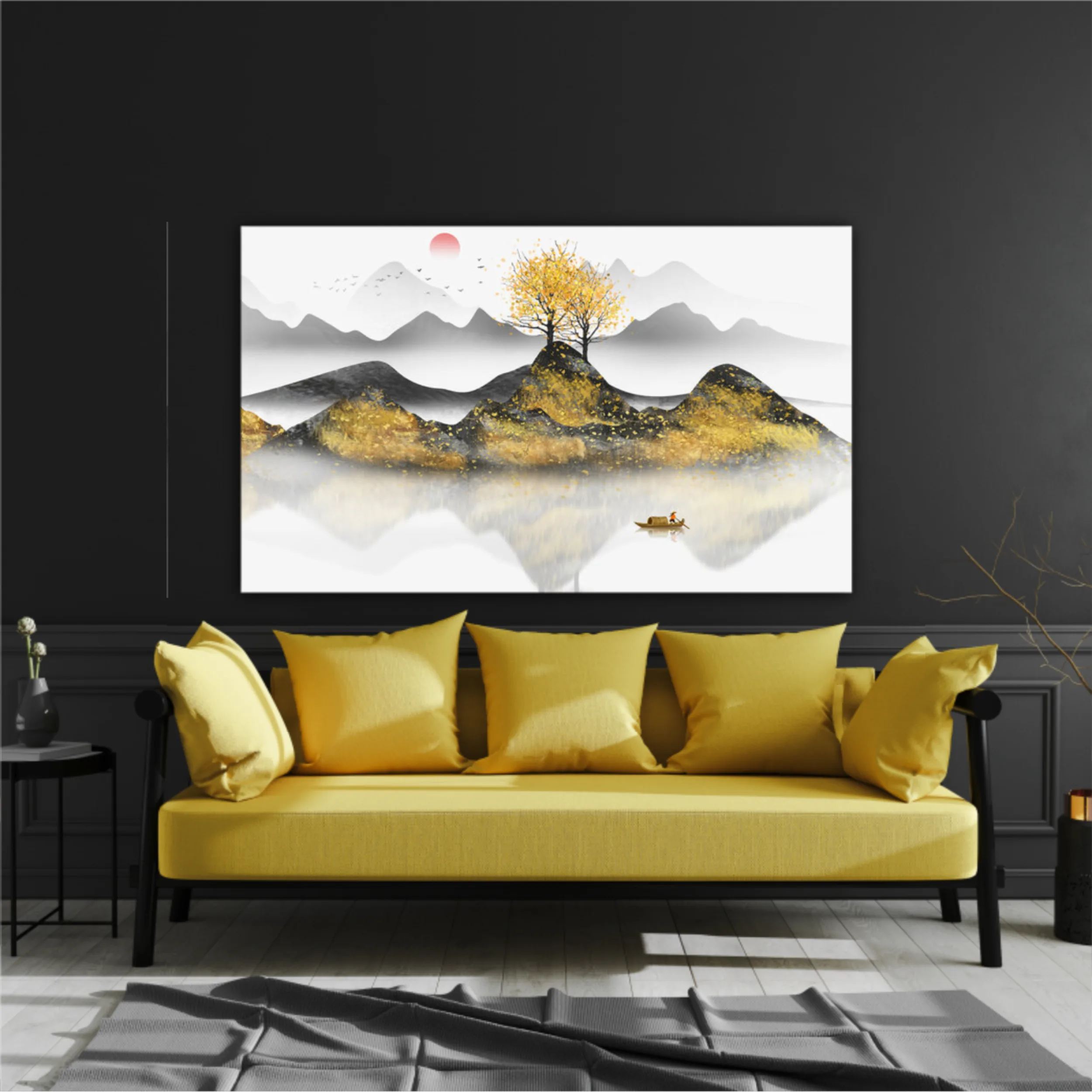 New abstract golden landscape painting