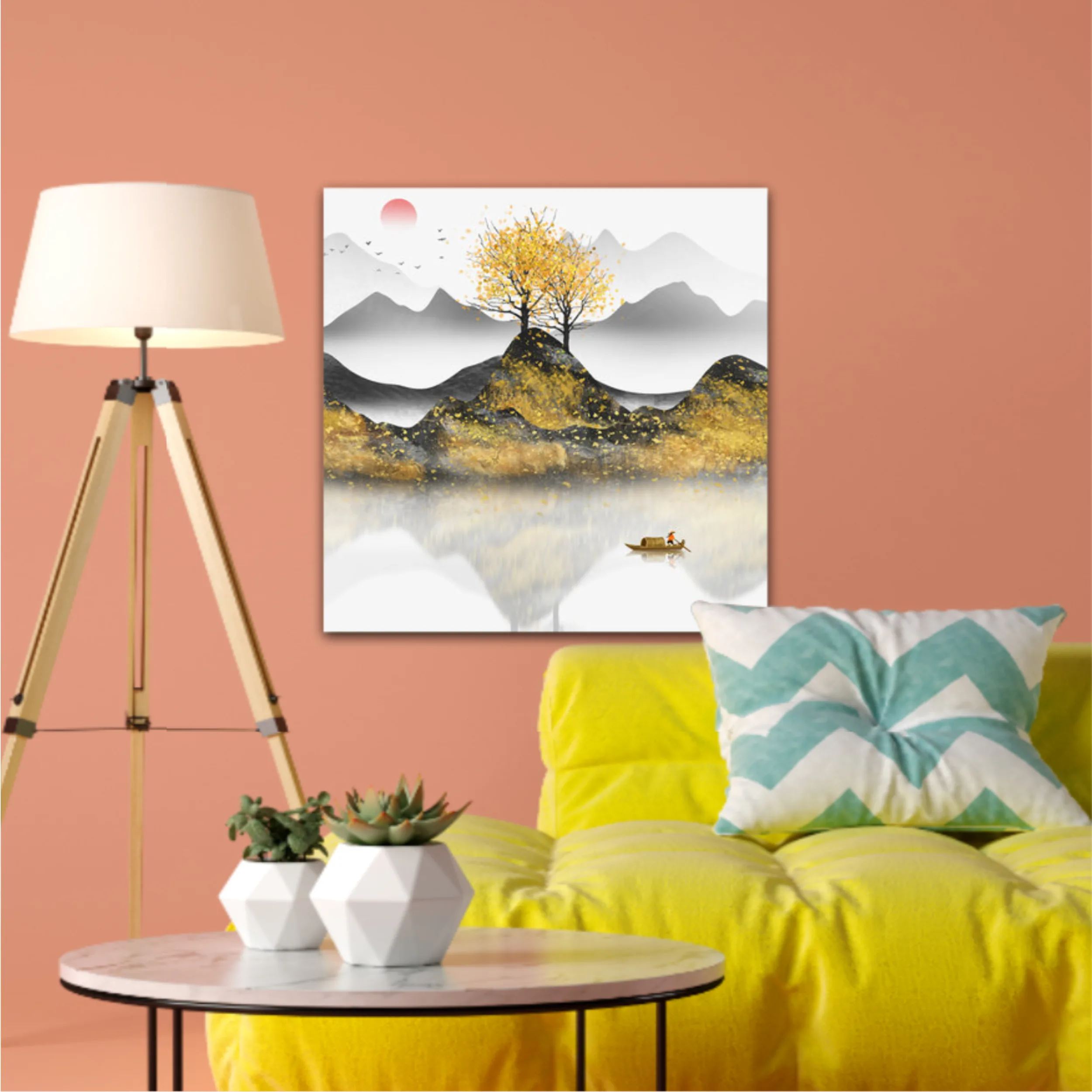 New abstract golden landscape painting