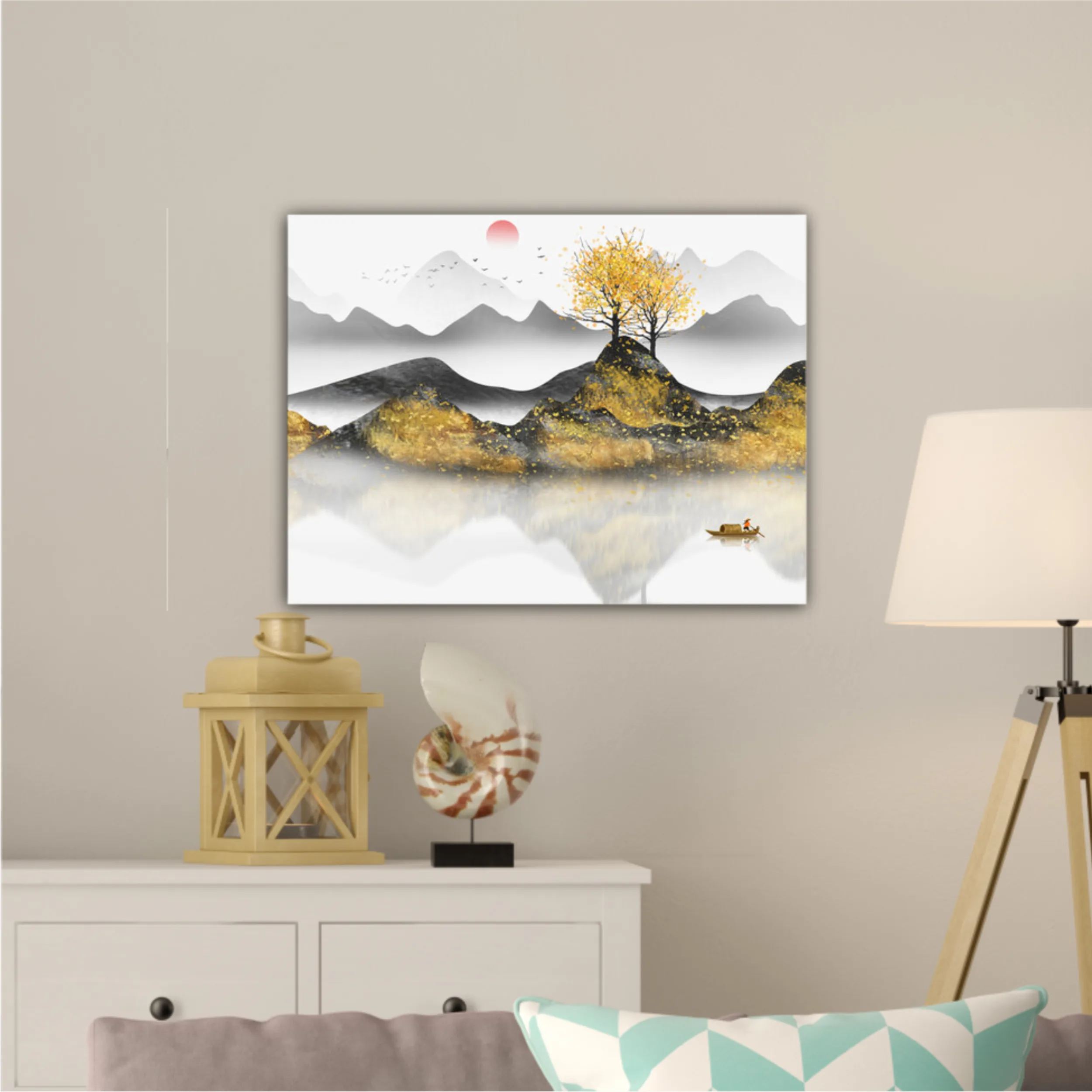 New abstract golden landscape painting