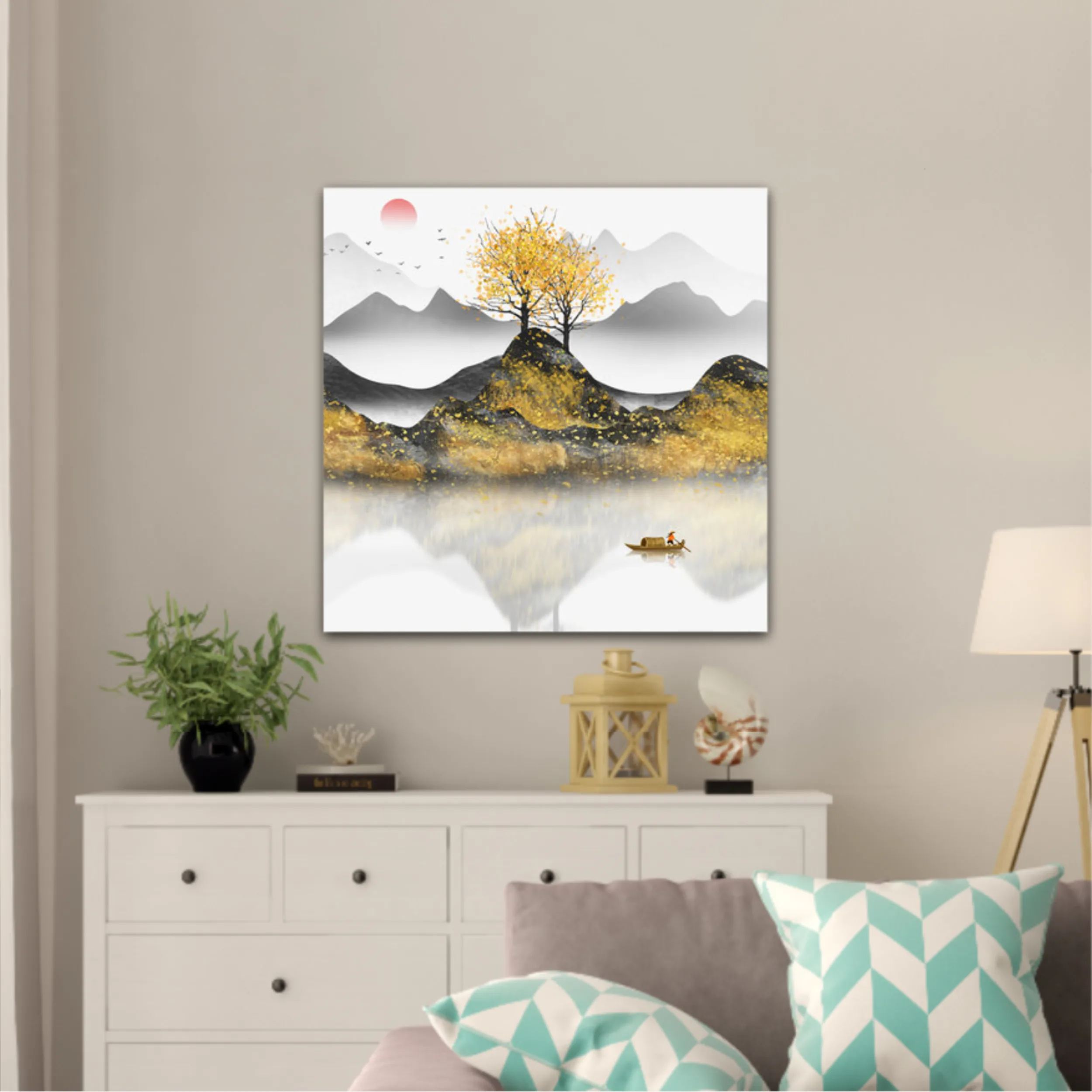 New abstract golden landscape painting