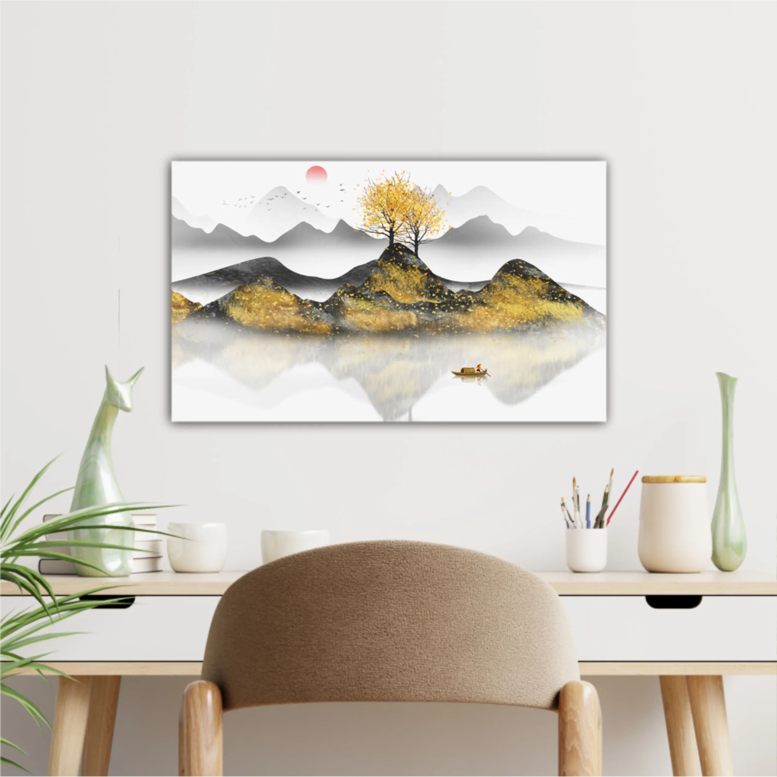 New abstract golden landscape painting