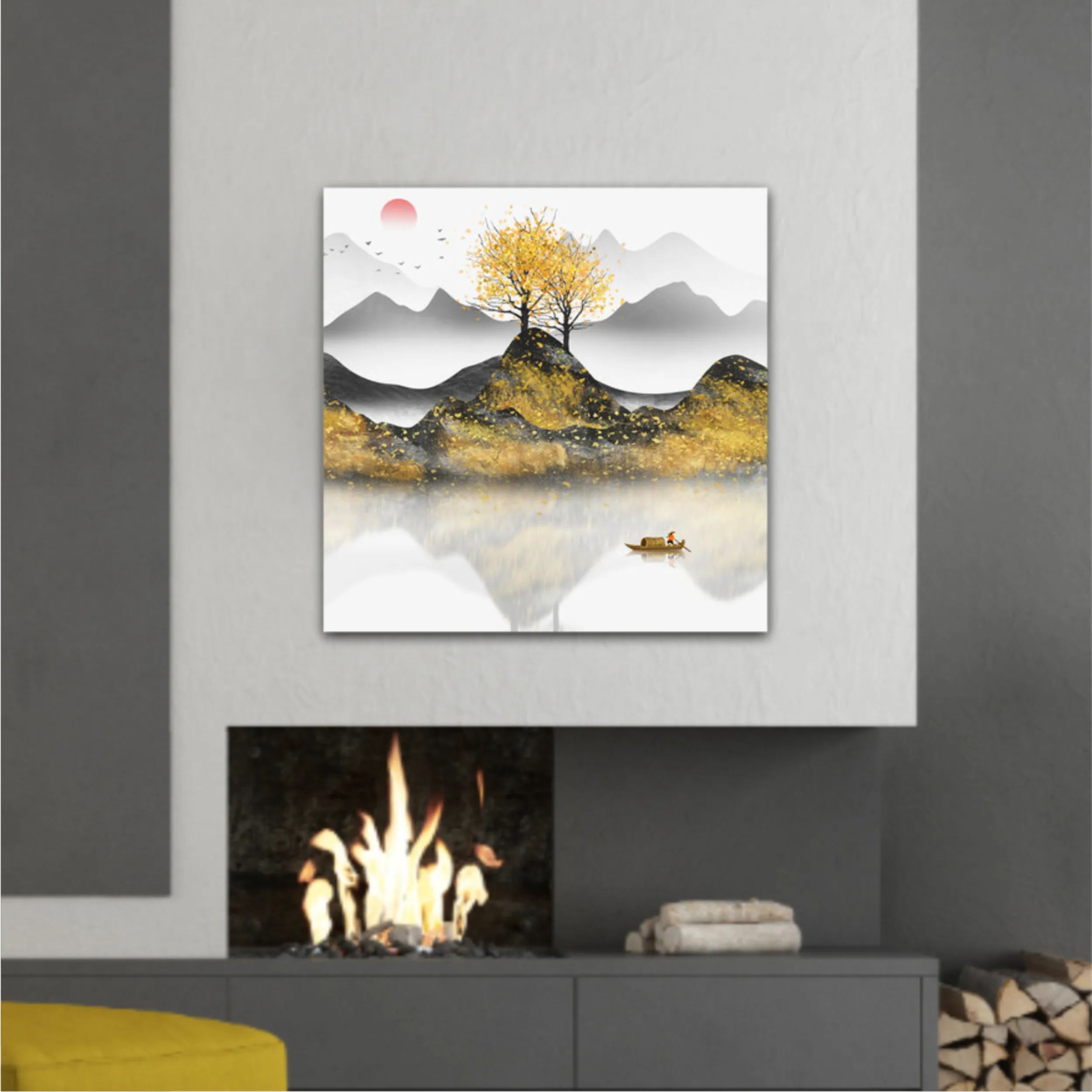 New abstract golden landscape painting