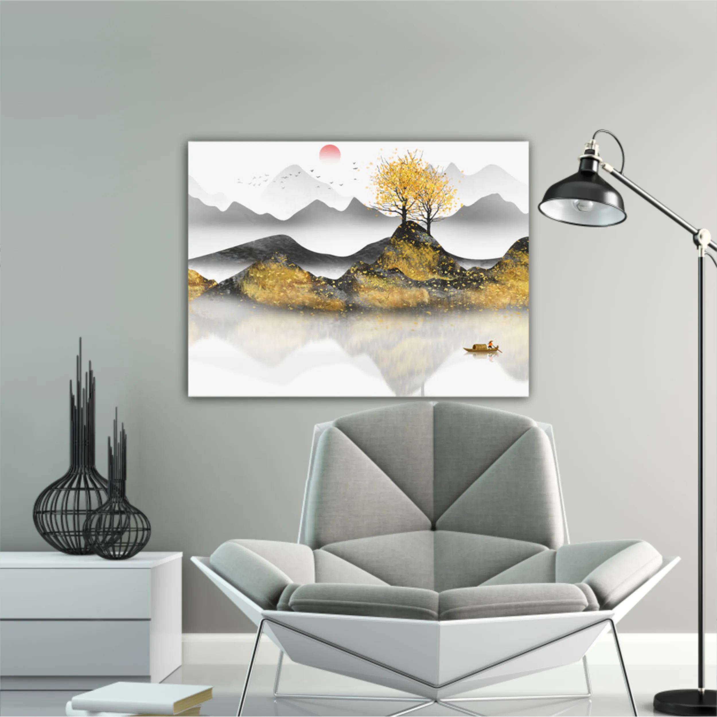 New abstract golden landscape painting