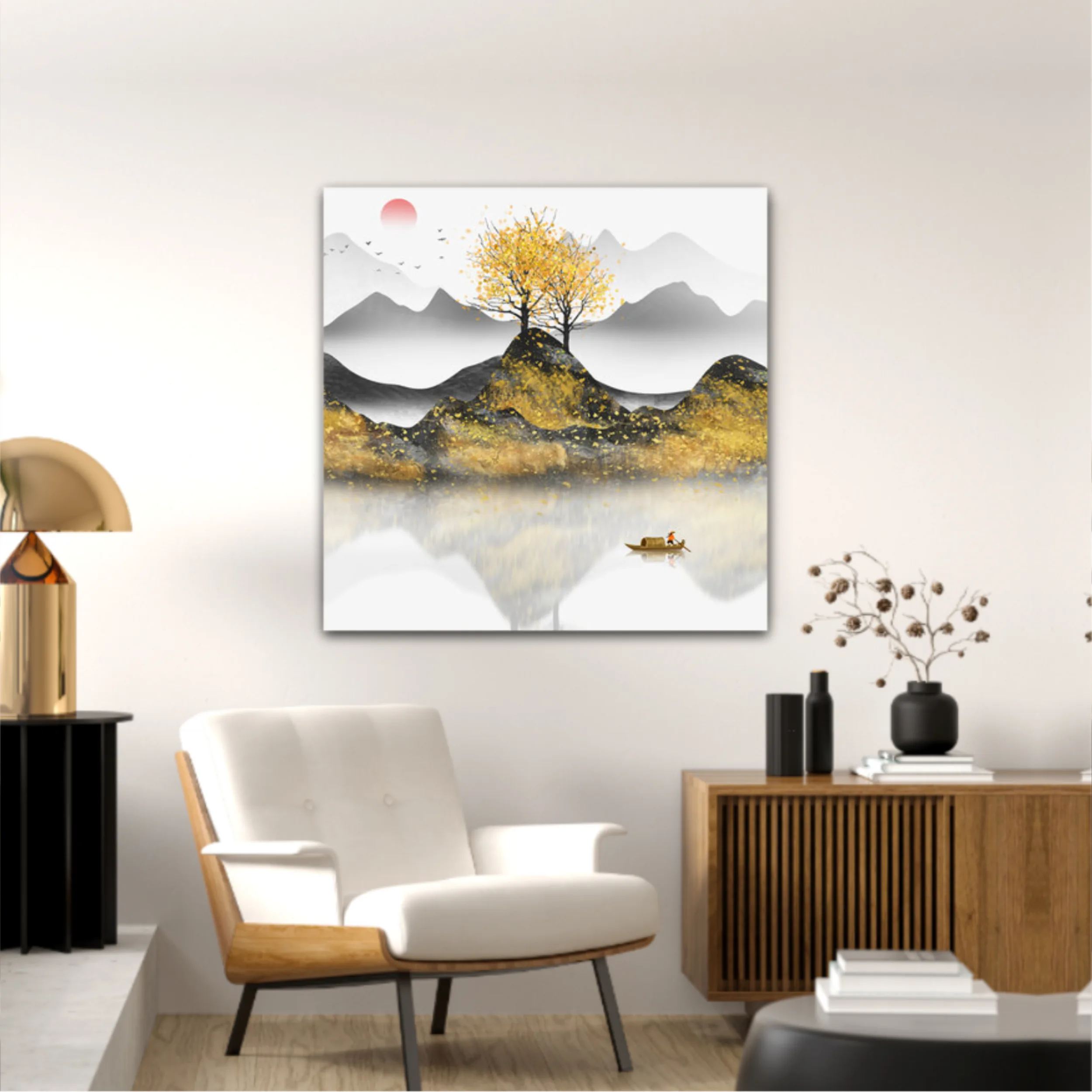 New abstract golden landscape painting