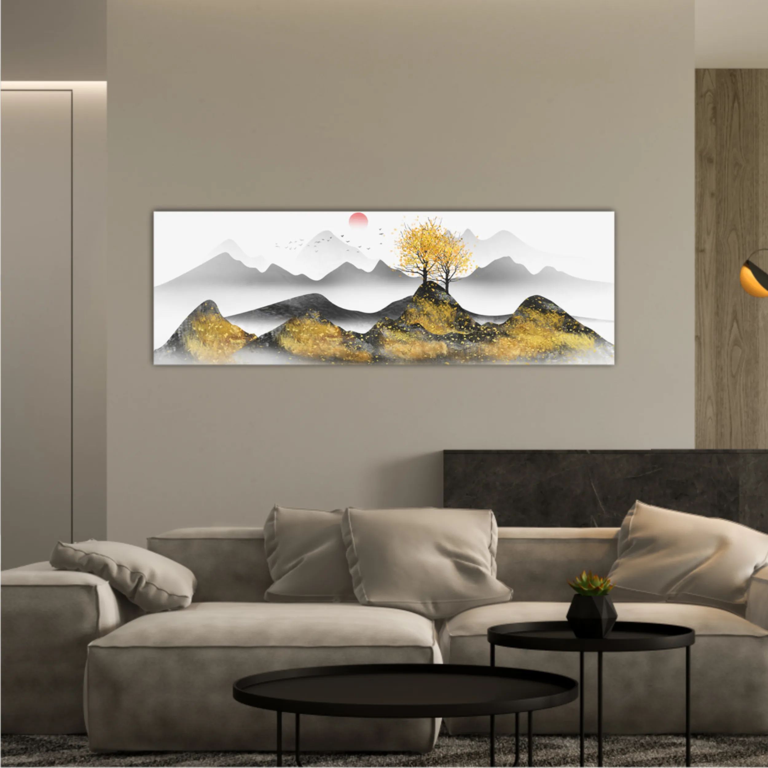 New abstract golden landscape painting