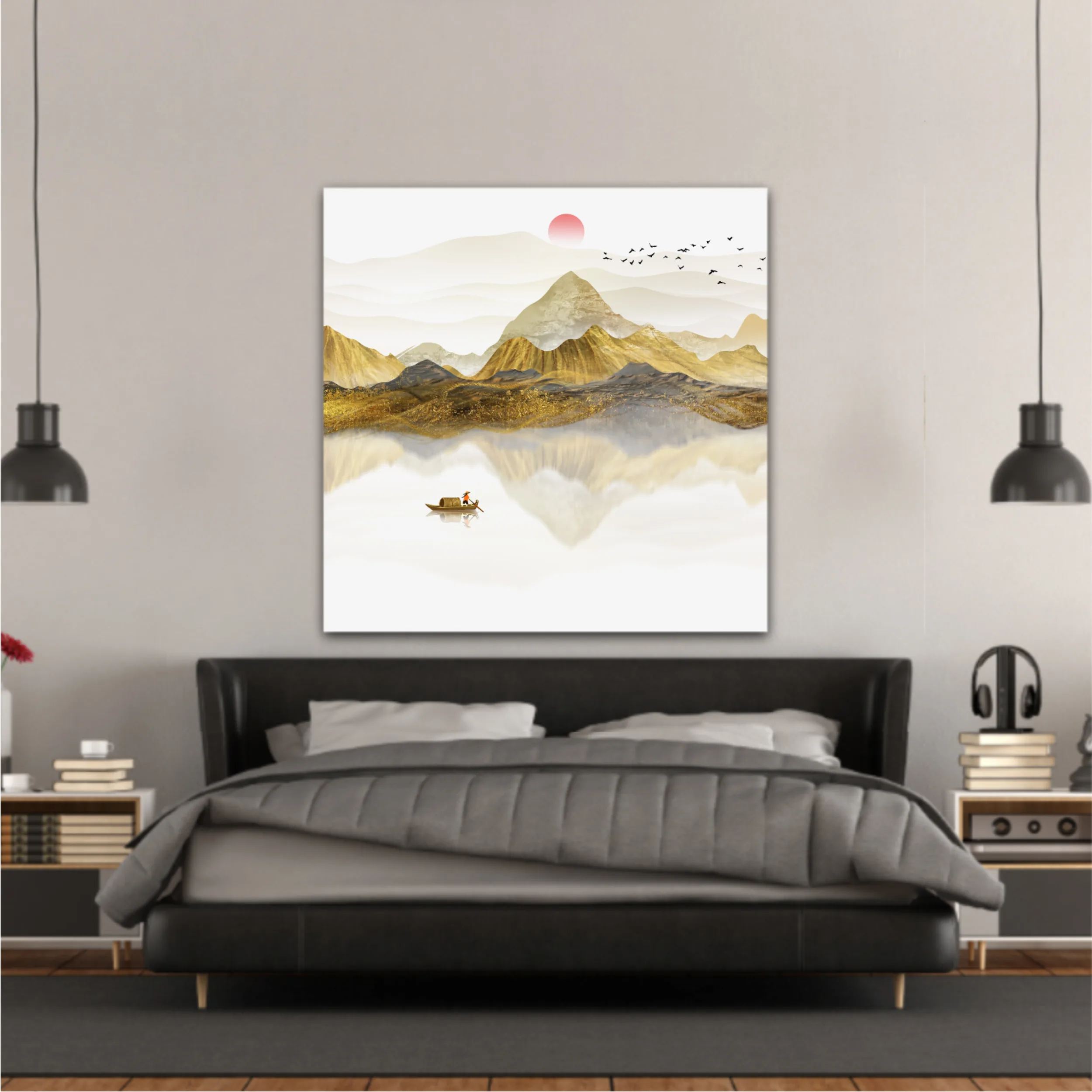 New Chinese abstract golden landscape painting