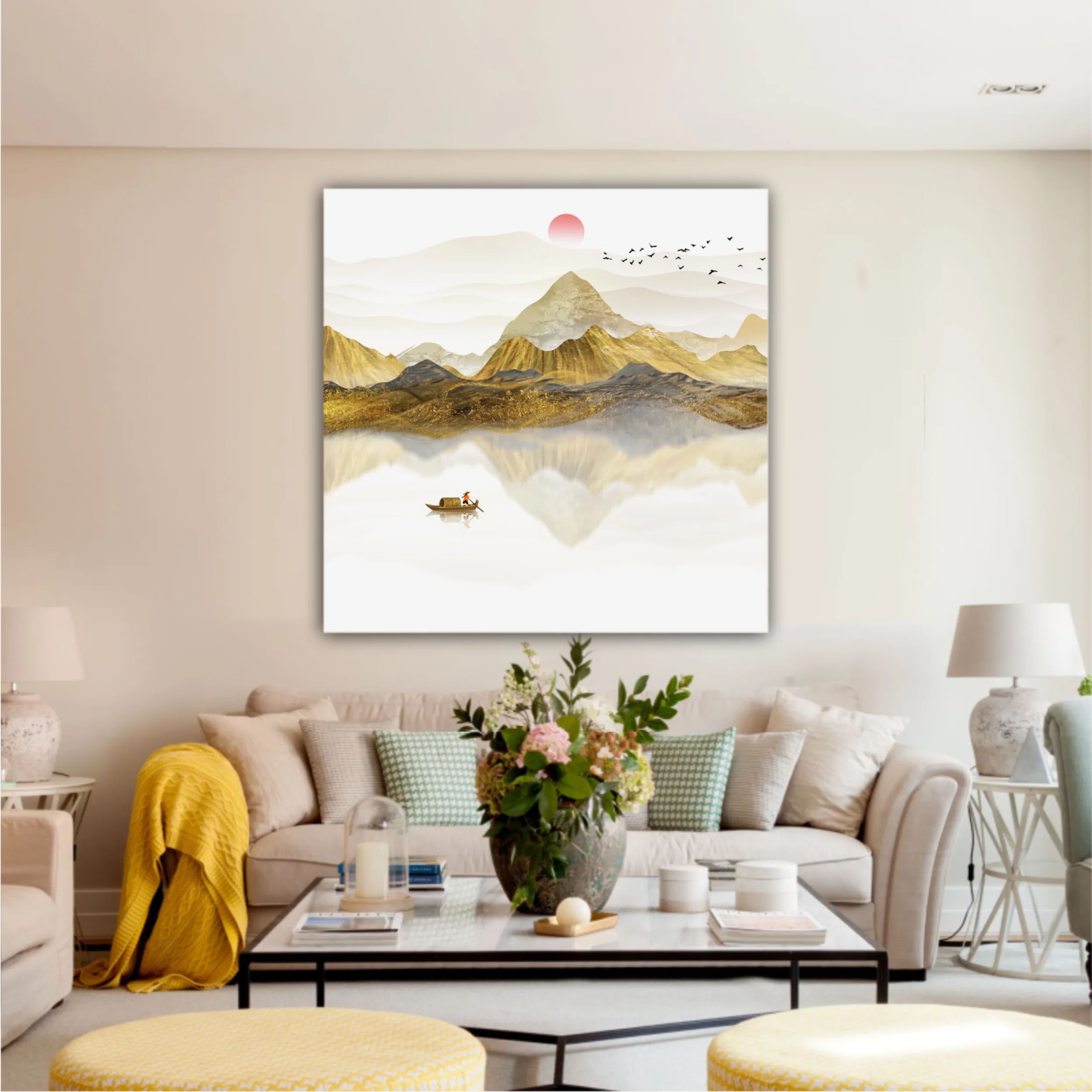 New Chinese abstract golden landscape painting