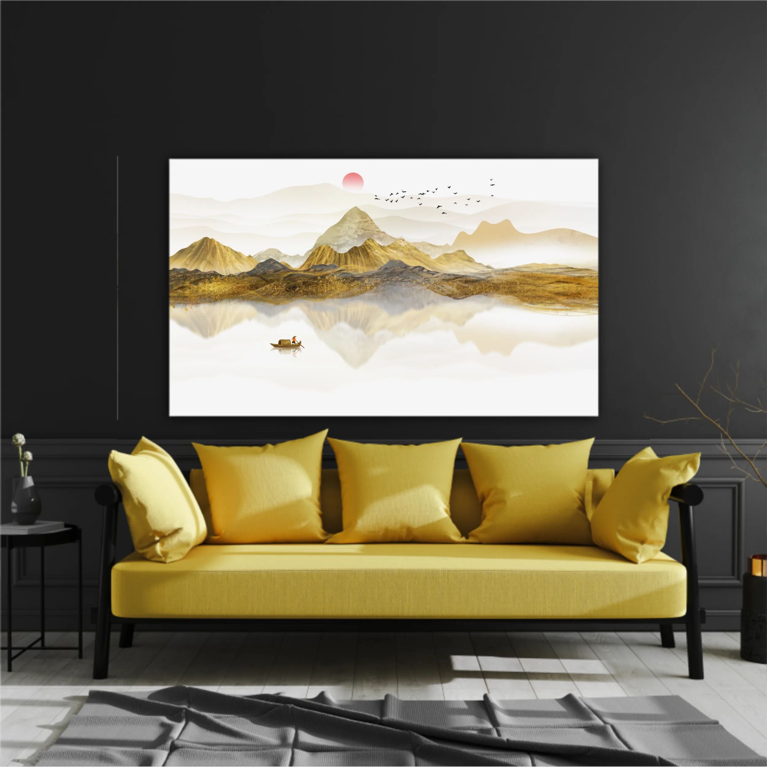 New Chinese abstract golden landscape painting