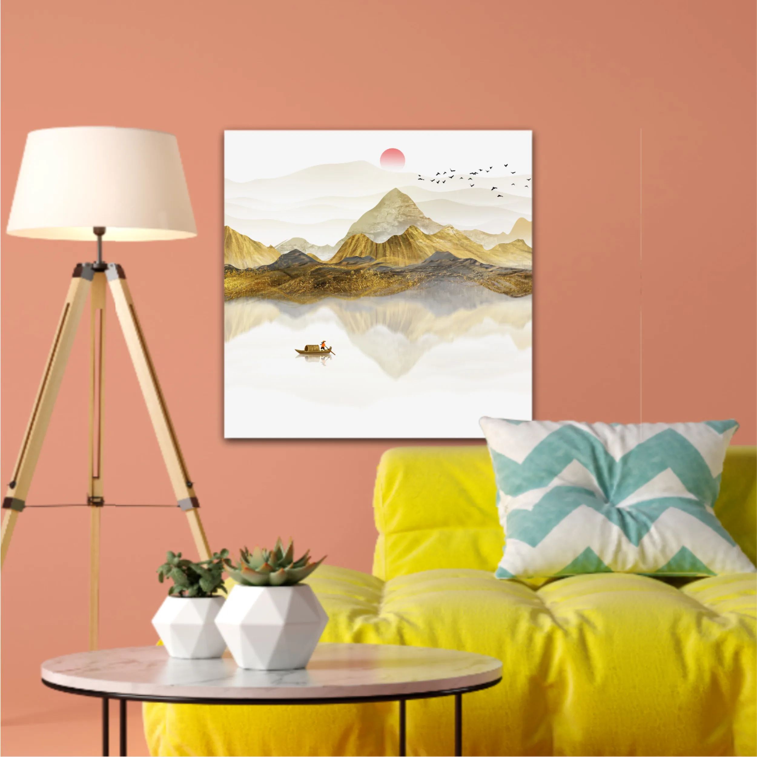 New Chinese abstract golden landscape painting