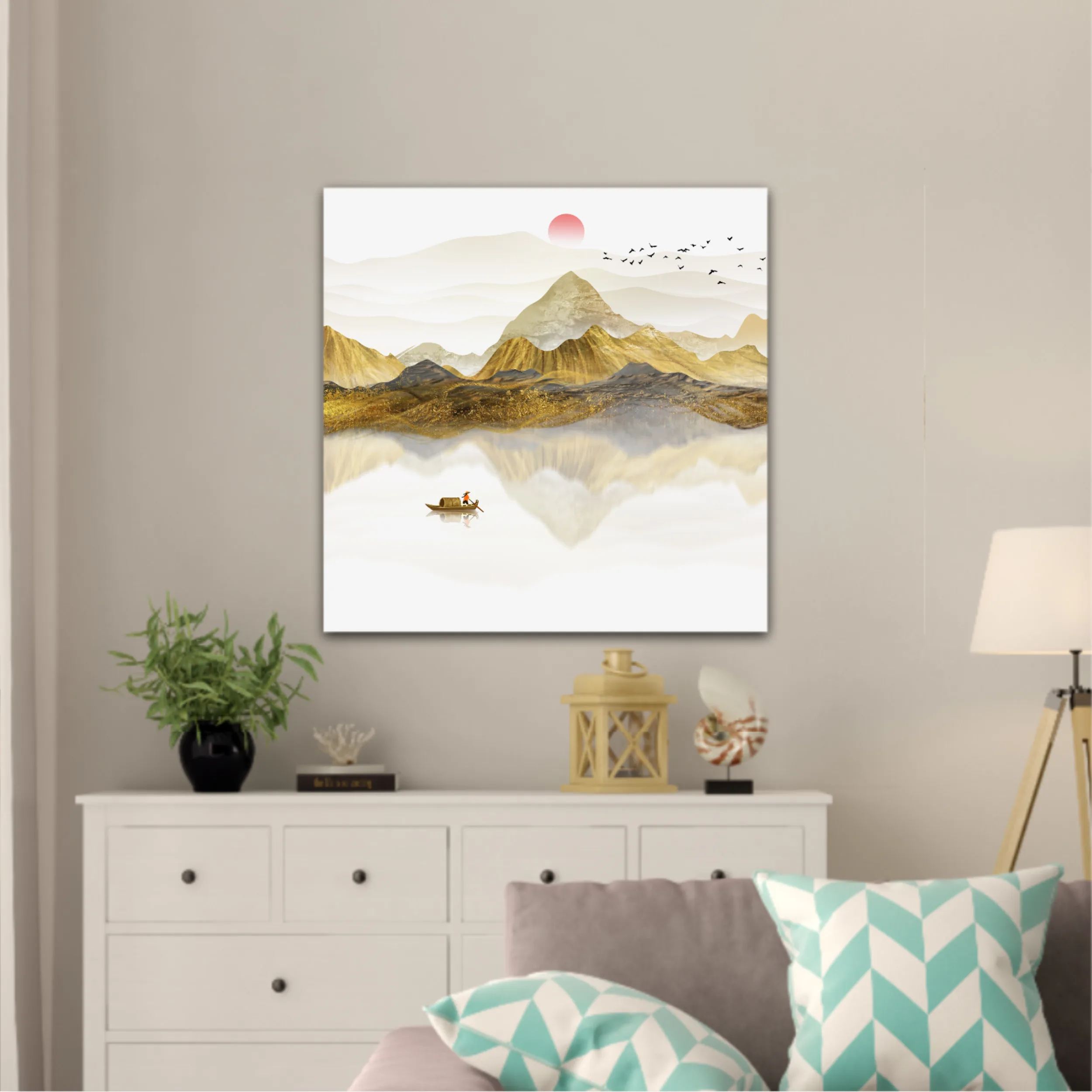 New Chinese abstract golden landscape painting