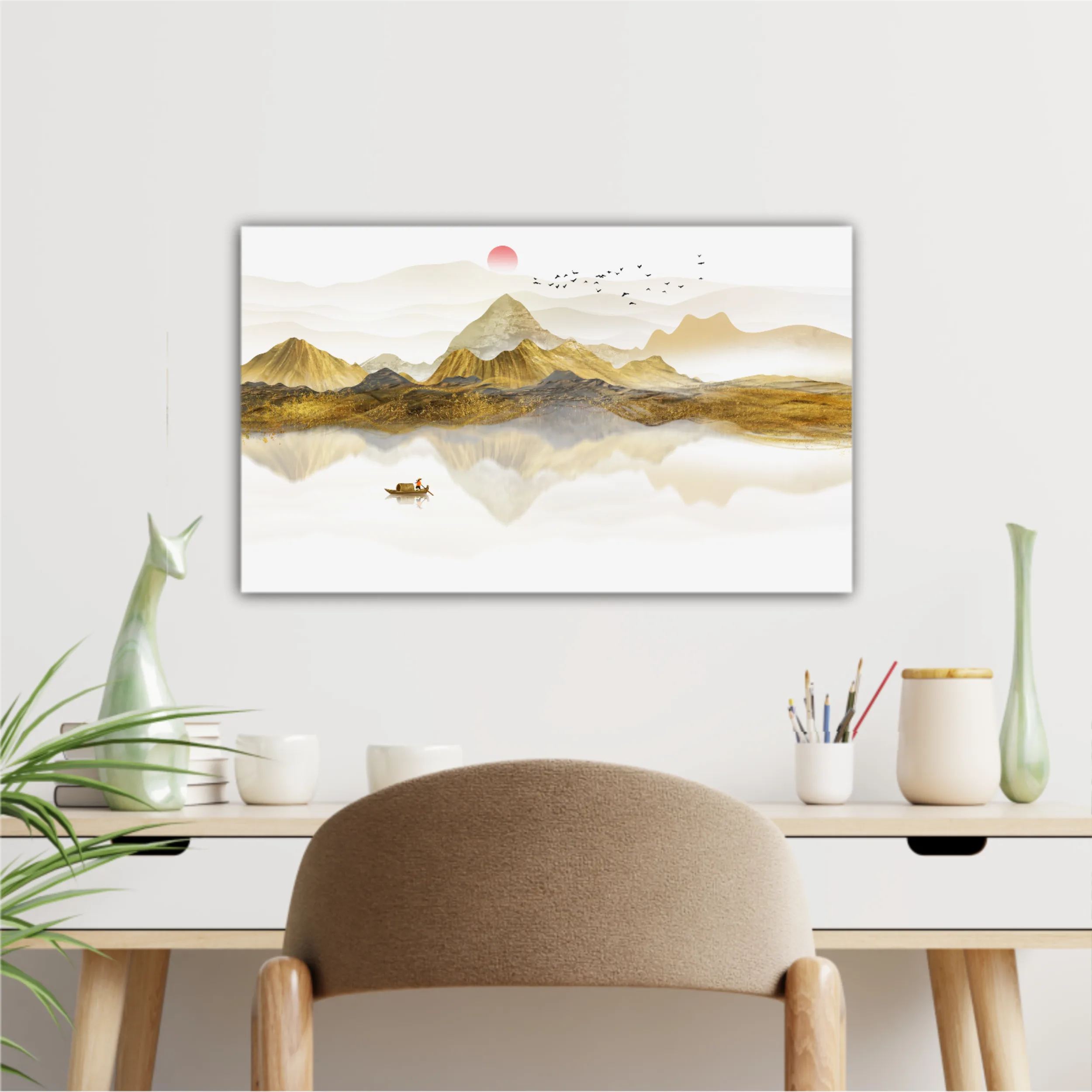 New Chinese abstract golden landscape painting