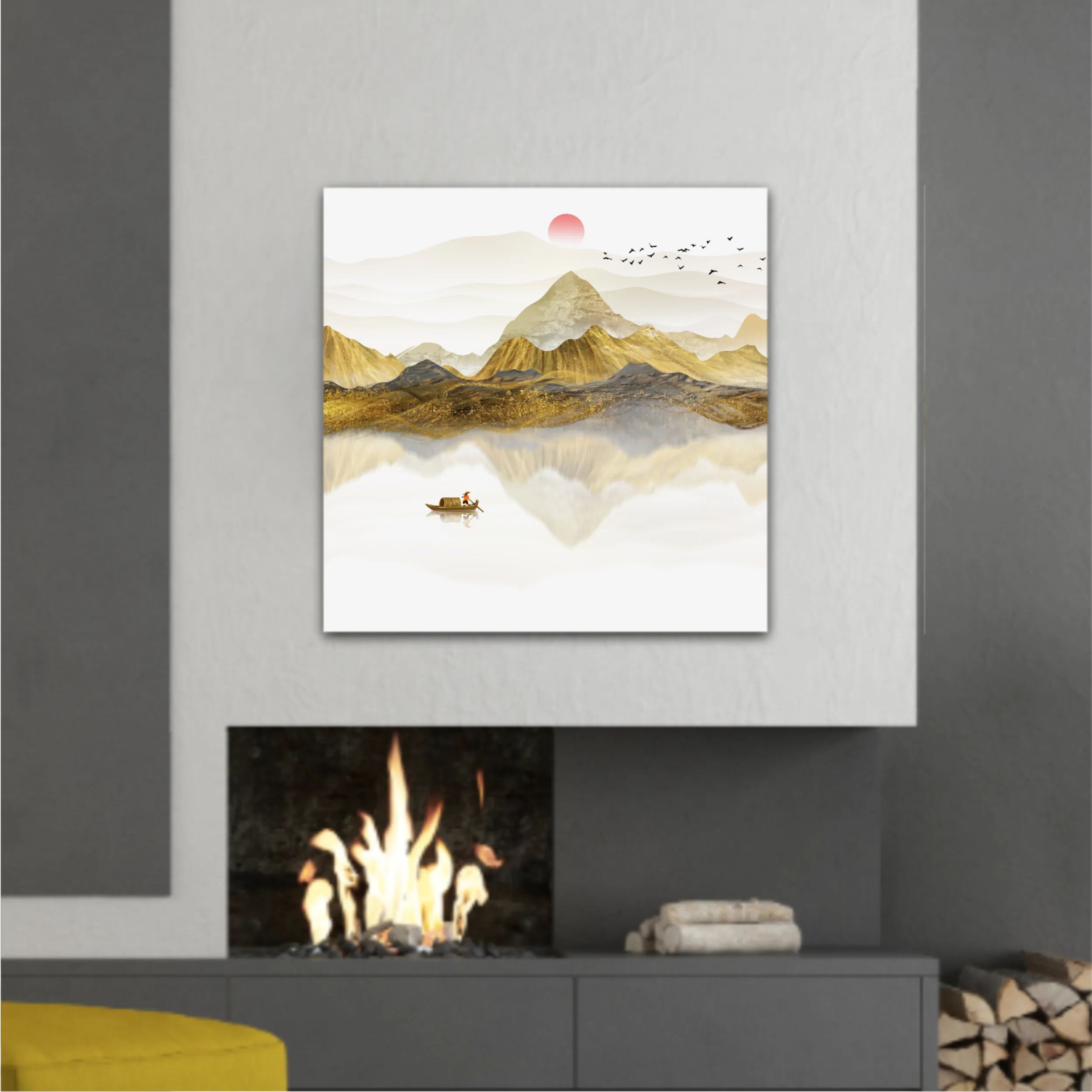 New Chinese abstract golden landscape painting