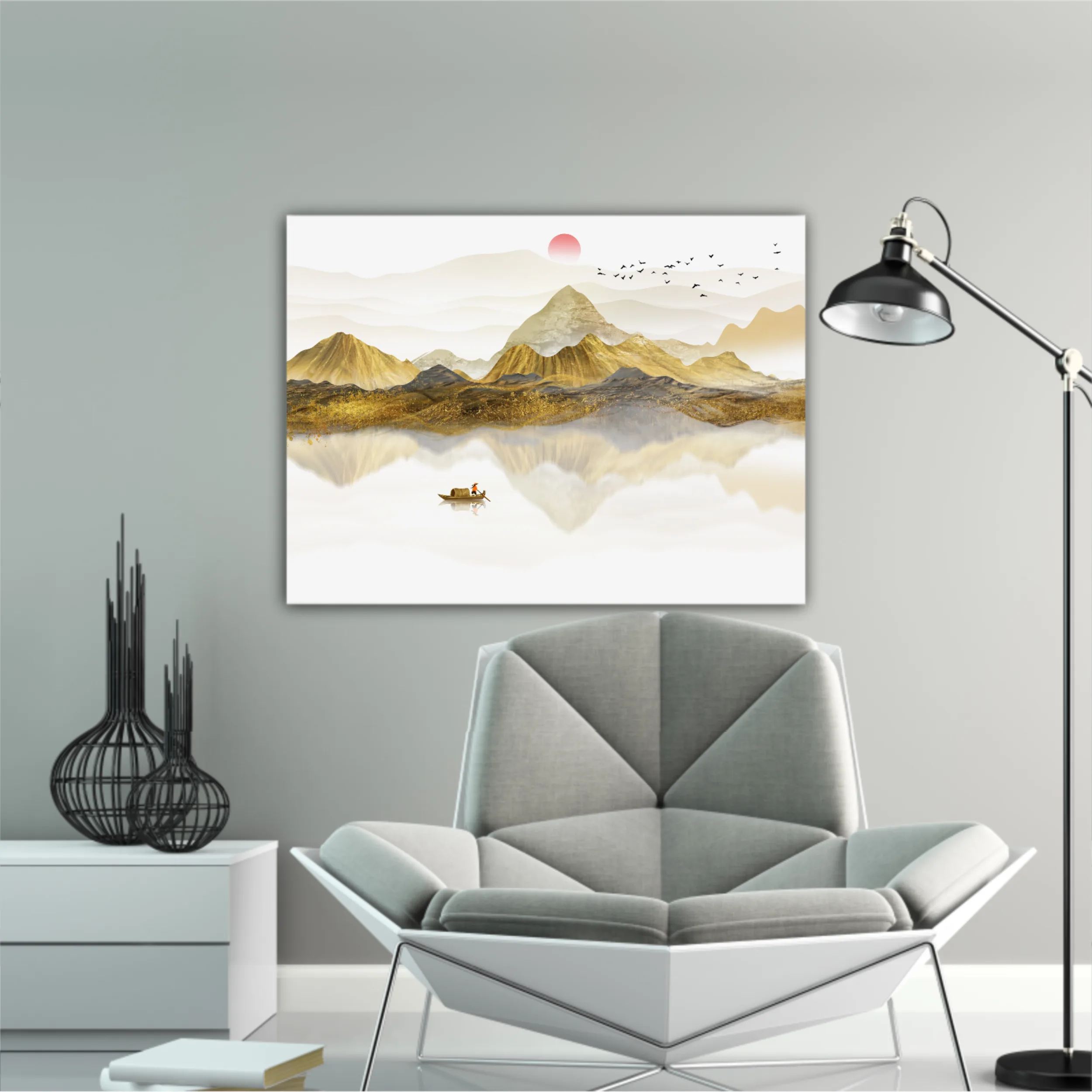 New Chinese abstract golden landscape painting