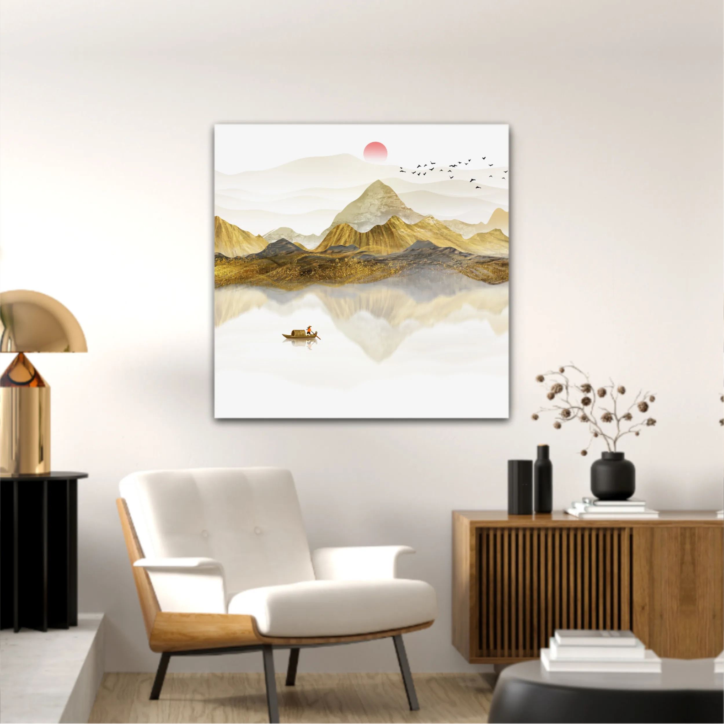 New Chinese abstract golden landscape painting