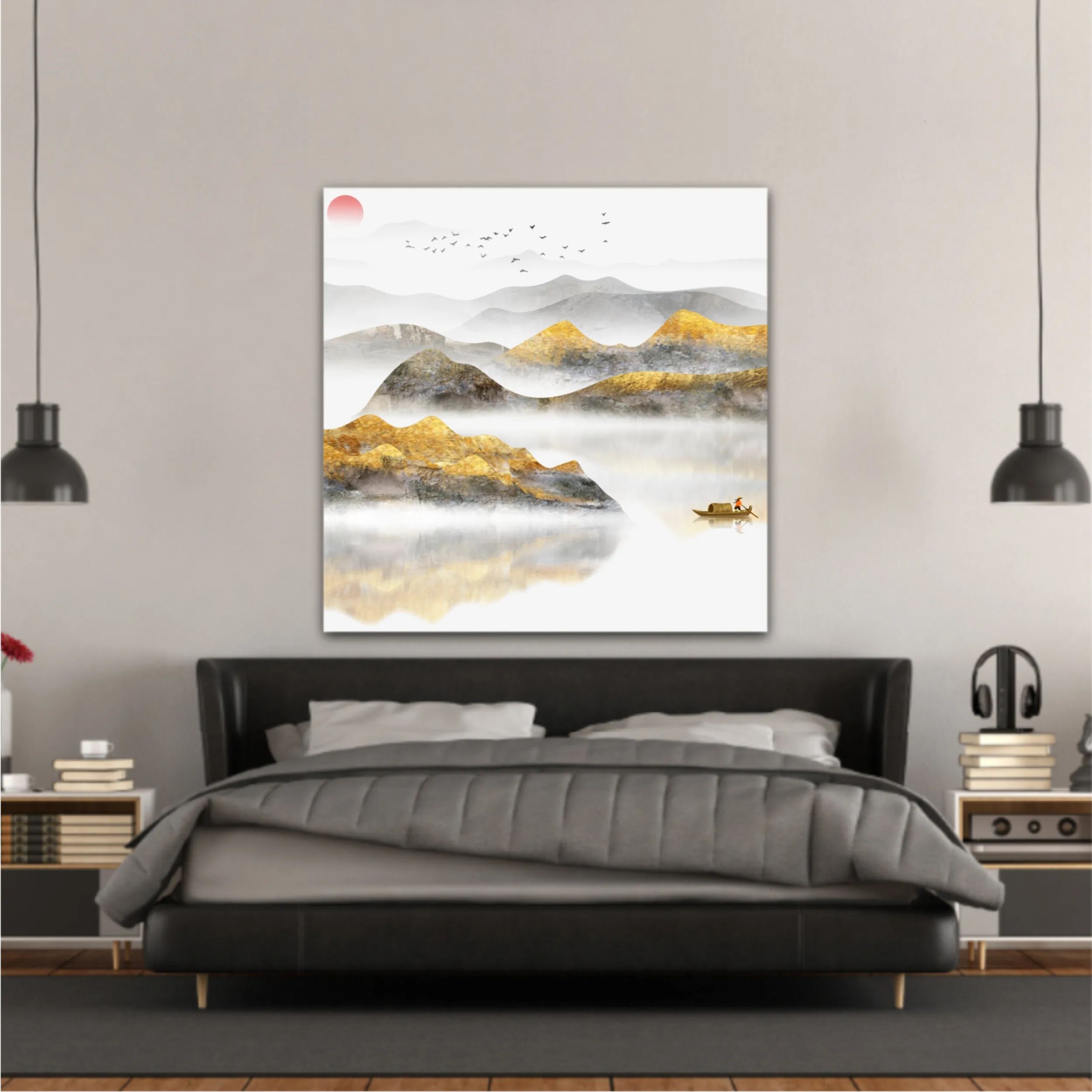 New Chinese abstract golden landscape painting