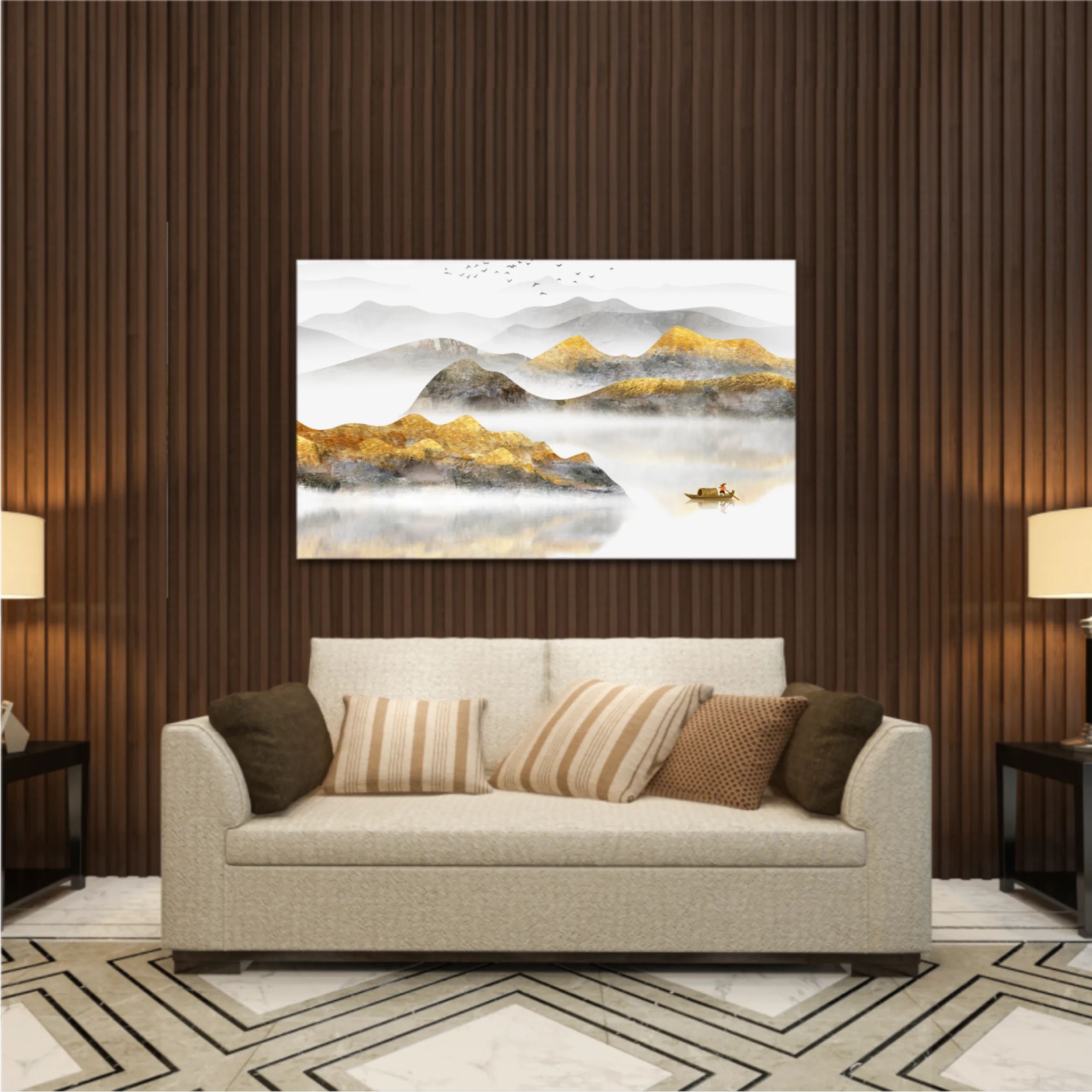 New Chinese abstract golden landscape painting