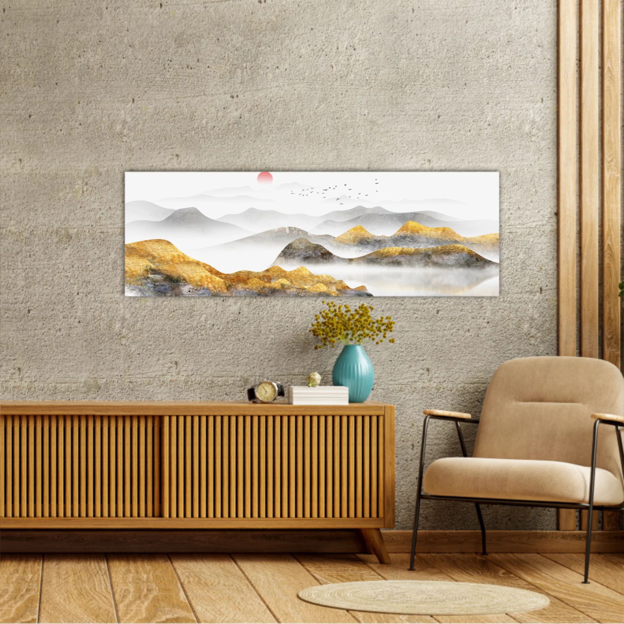 New Chinese abstract golden landscape painting