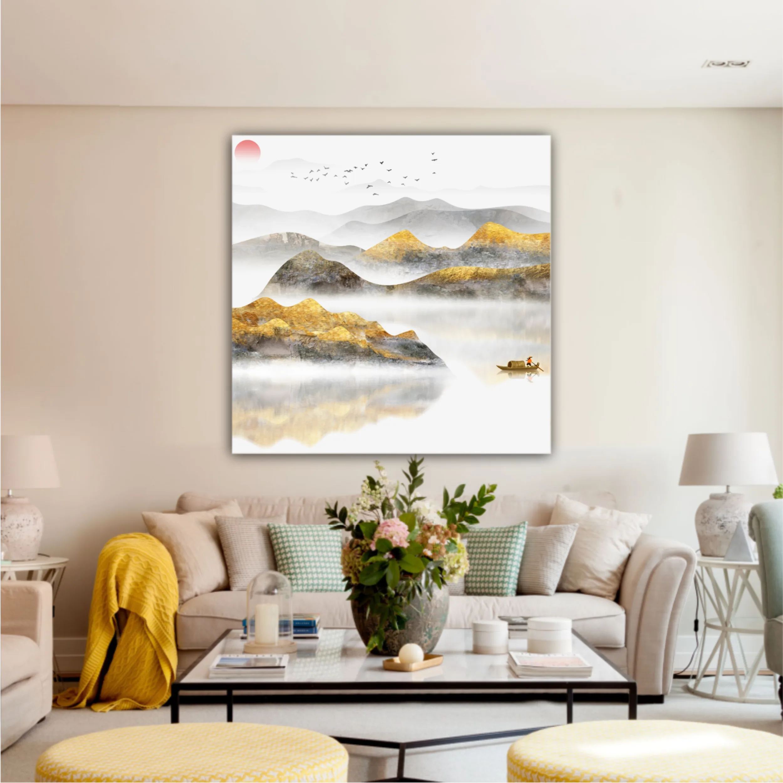 New Chinese abstract golden landscape painting