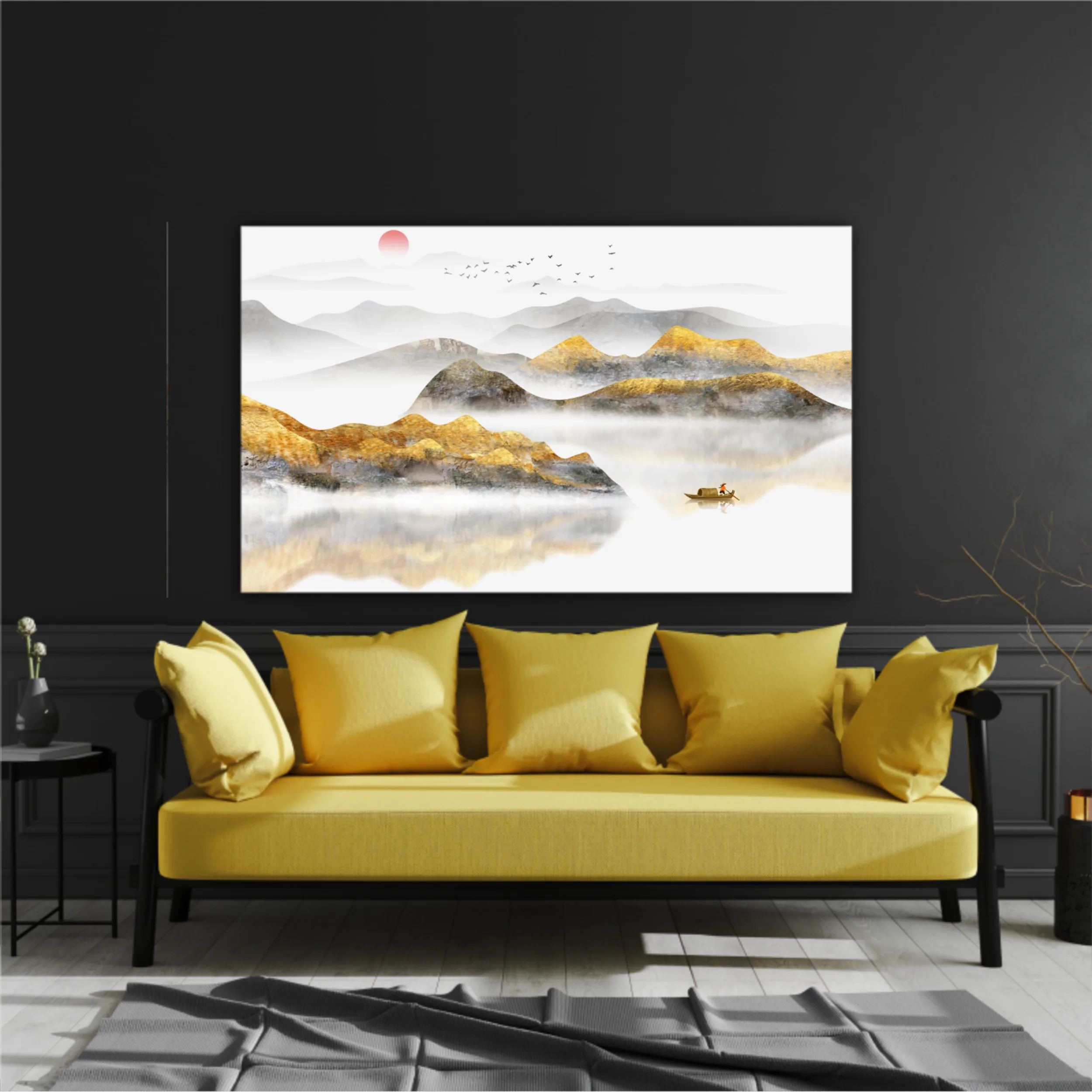 New Chinese abstract golden landscape painting