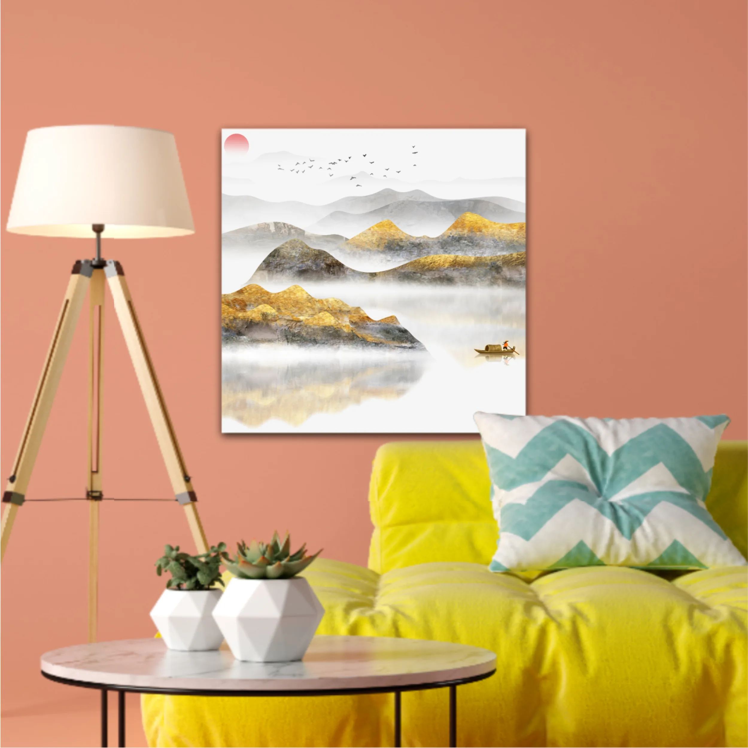 New Chinese abstract golden landscape painting