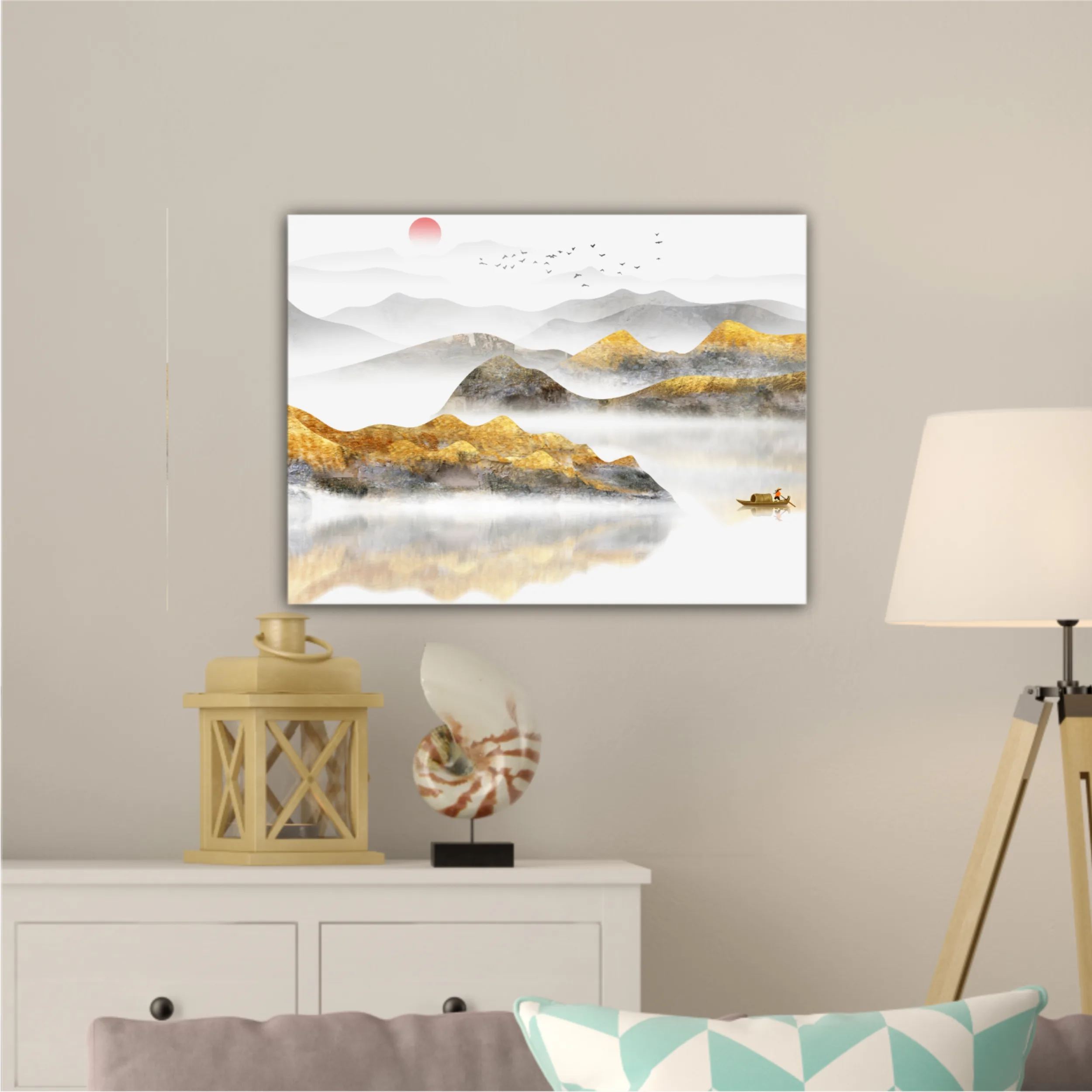 New Chinese abstract golden landscape painting