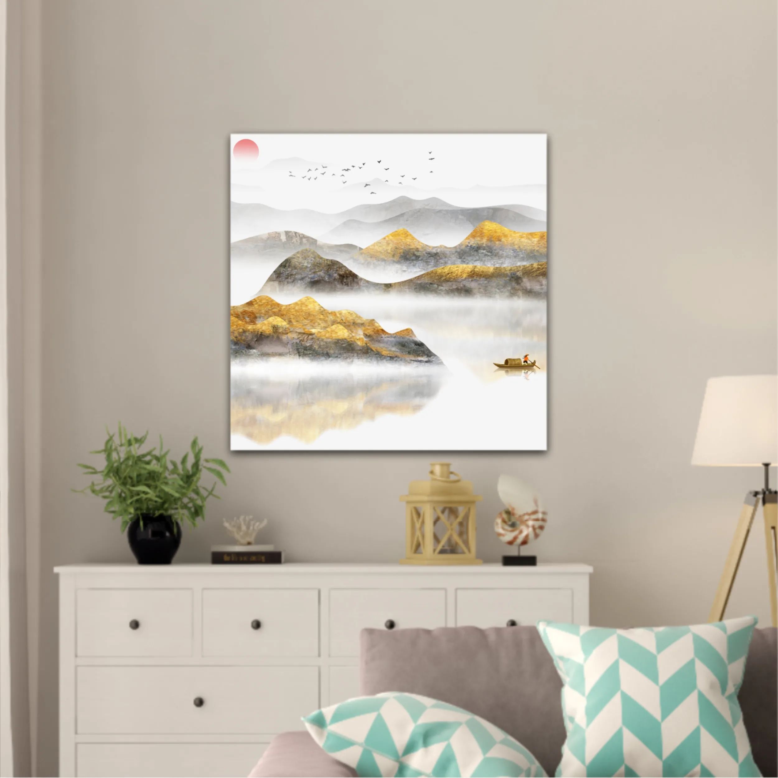 New Chinese abstract golden landscape painting