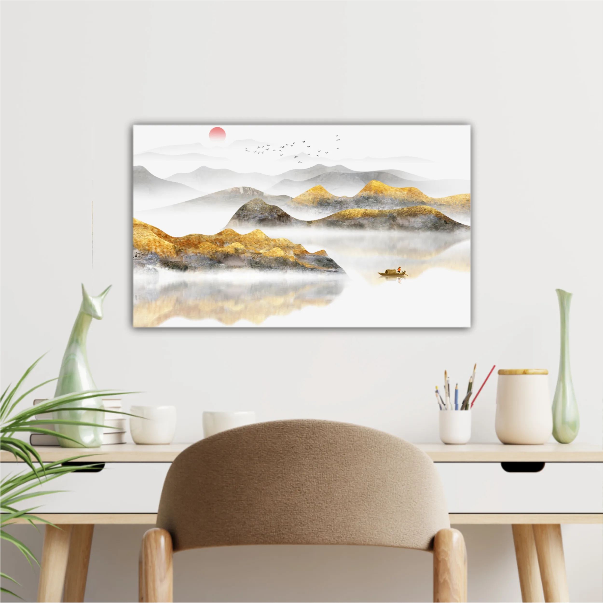 New Chinese abstract golden landscape painting