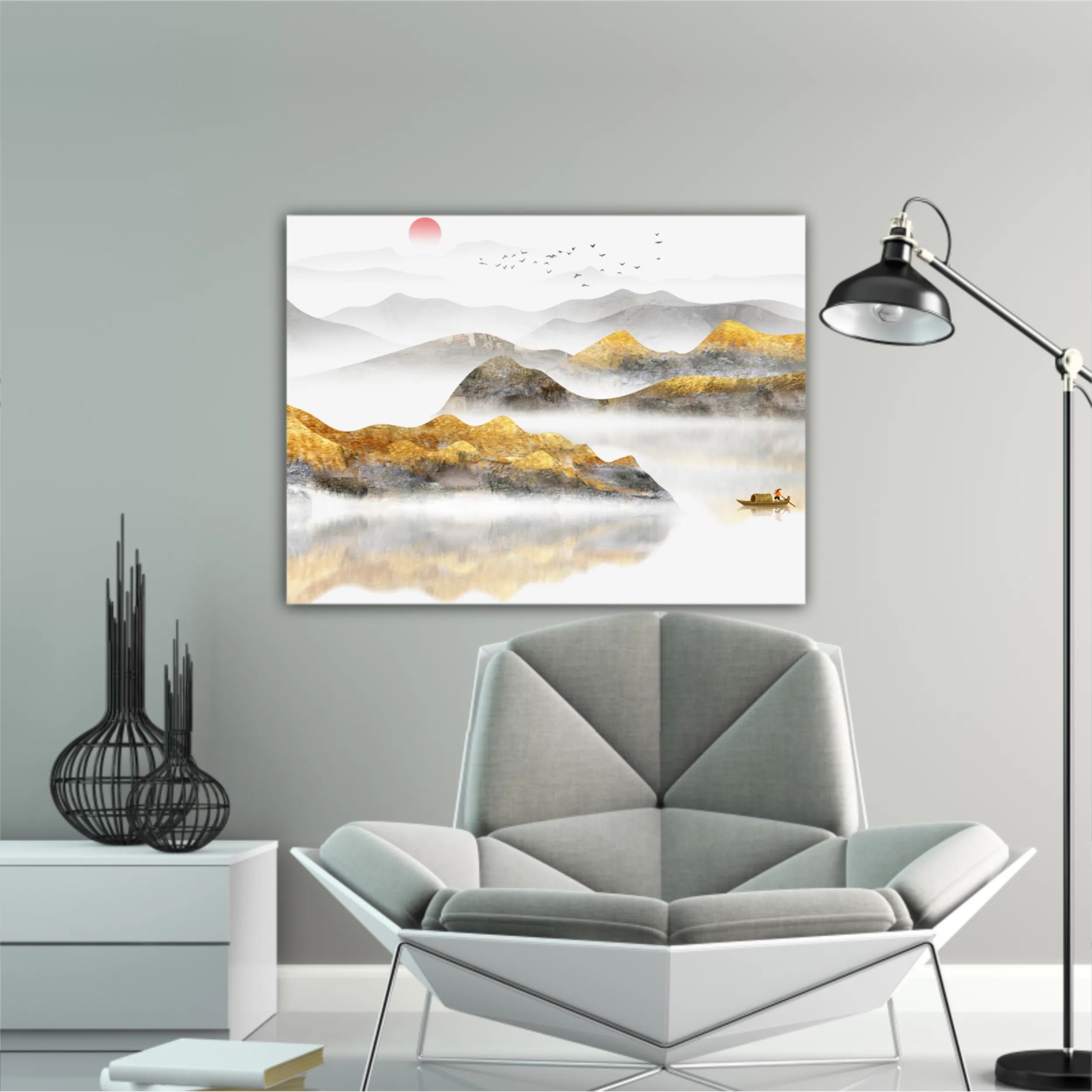 New Chinese abstract golden landscape painting