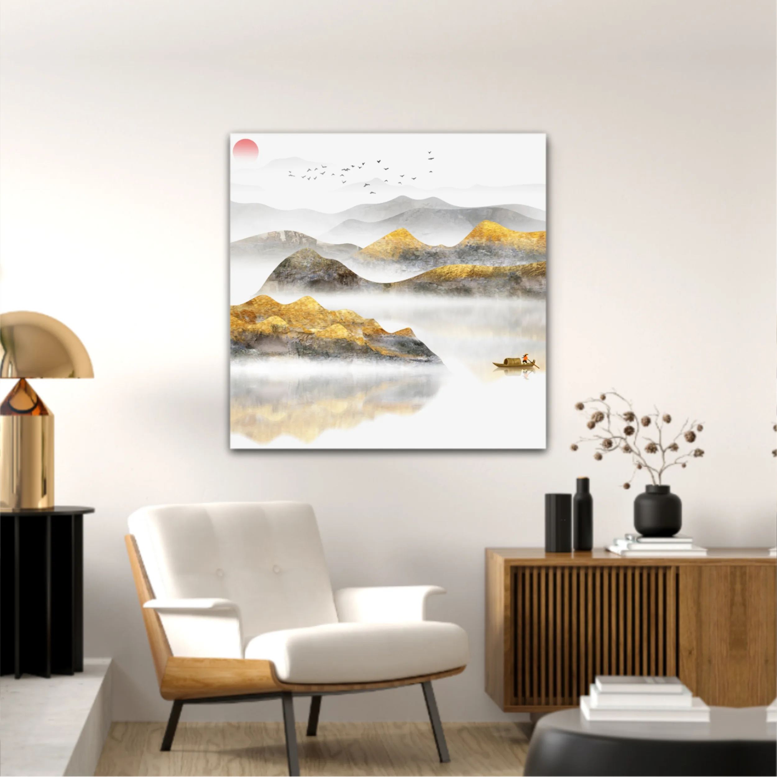 New Chinese abstract golden landscape painting