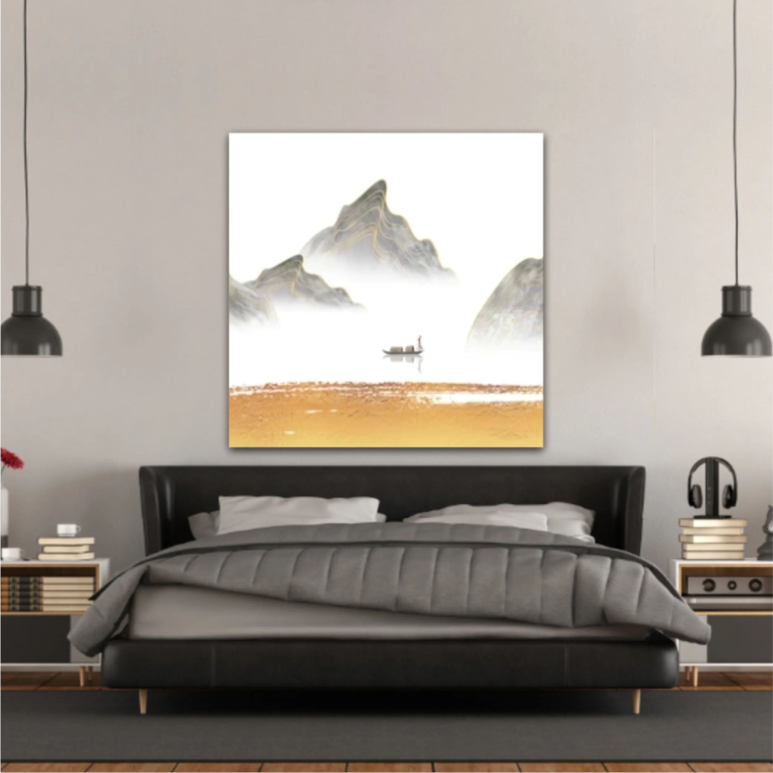 3d illustration image of mountain river water and cloud