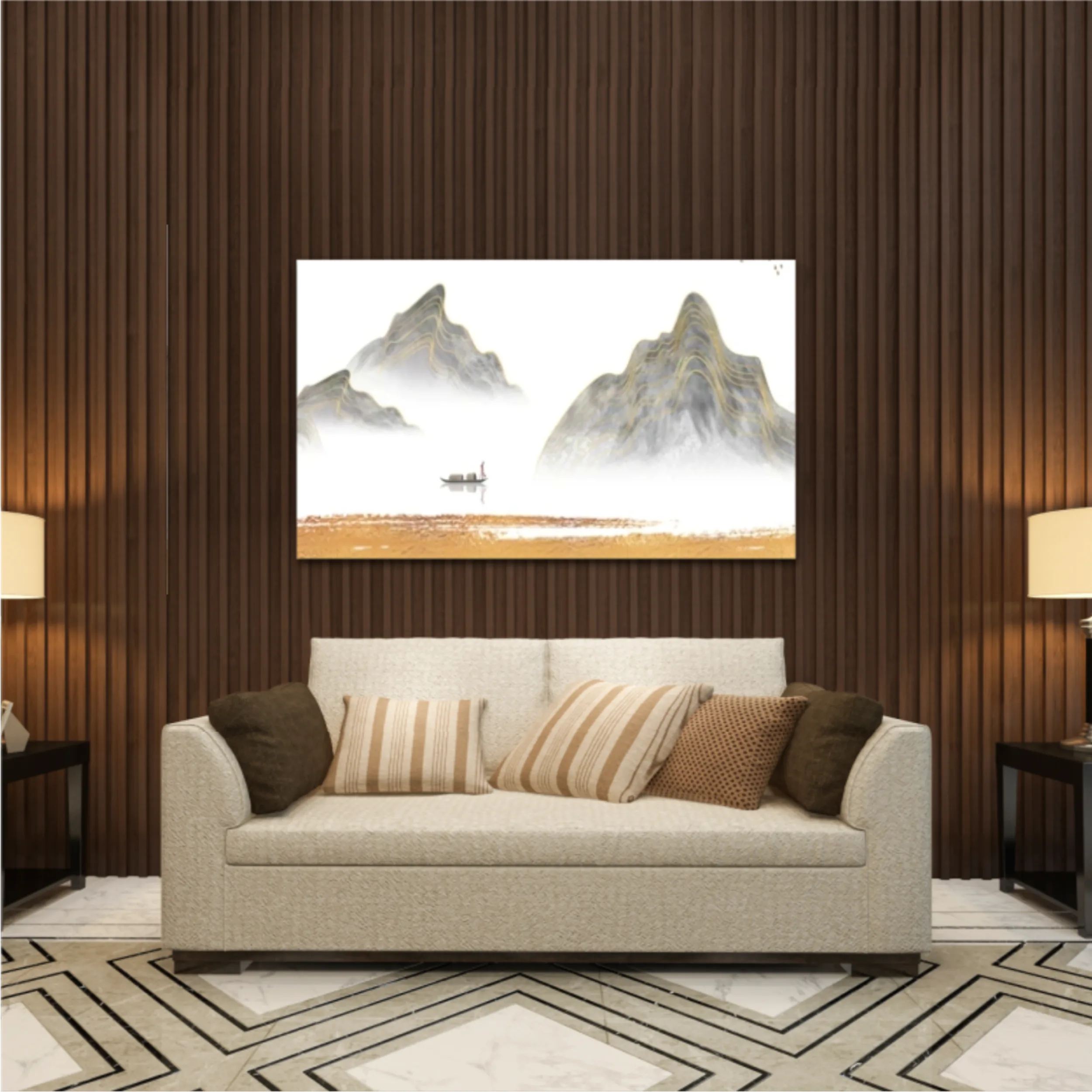 3d illustration image of mountain river water and cloud