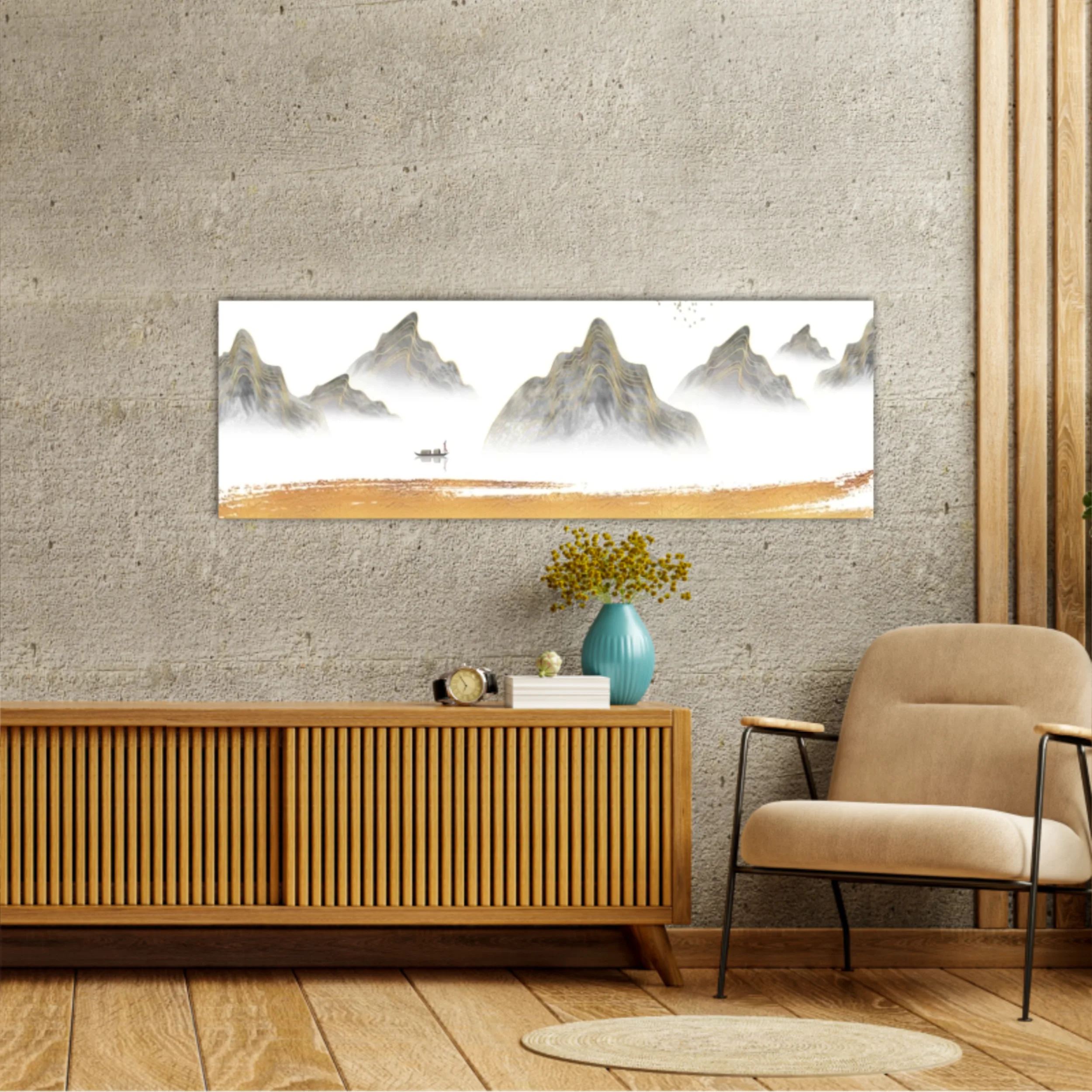 3d illustration image of mountain river water and cloud